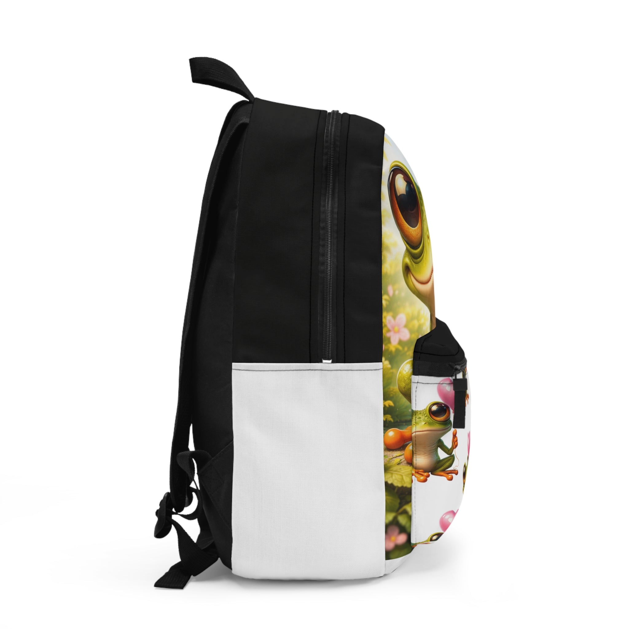 Whimsical Frog Heart-Balloon Backpack — Lightweight Daypack with Padded Laptop Sleeve