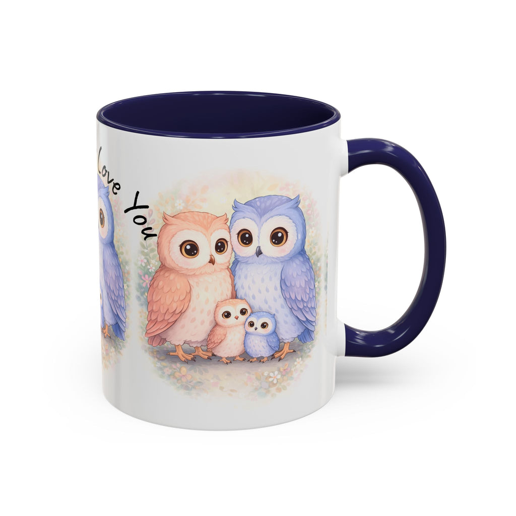 Watercolor Owl Family Mug 11oz 15oz | Pastel Ceramic Accent Coffee Cup