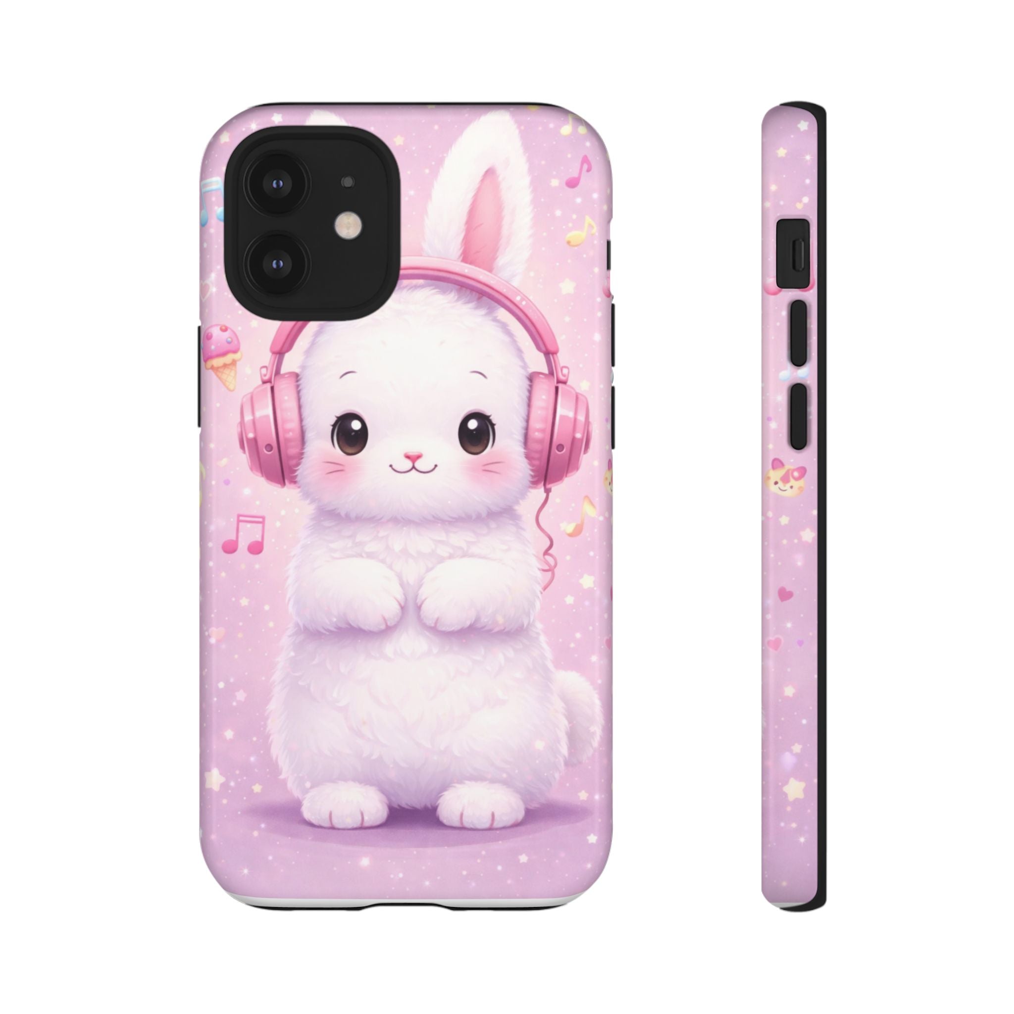Pastel Bunny with Pink Headphones Phone Case | Dual-Layer Protective Case