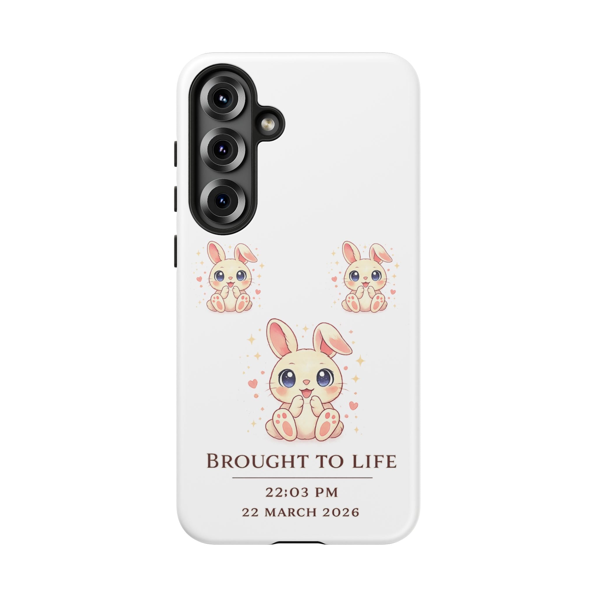 Cute Bunny Nursery Birth Announcement Phone Case | Personalized Name, Date & Time
