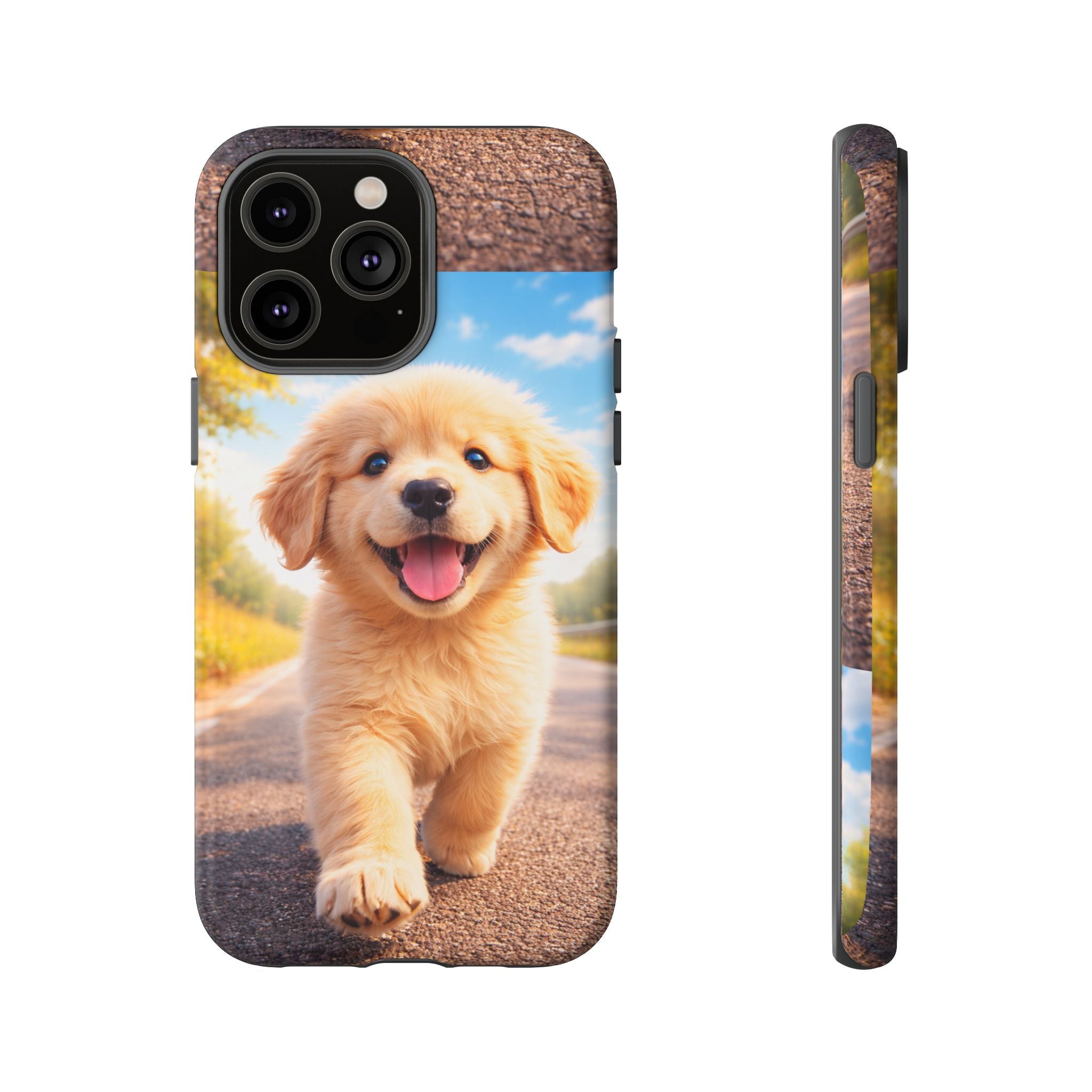 Golden Puppy Sunlit Phone Case — Full‑Wrap UV‑Protected Tough Case