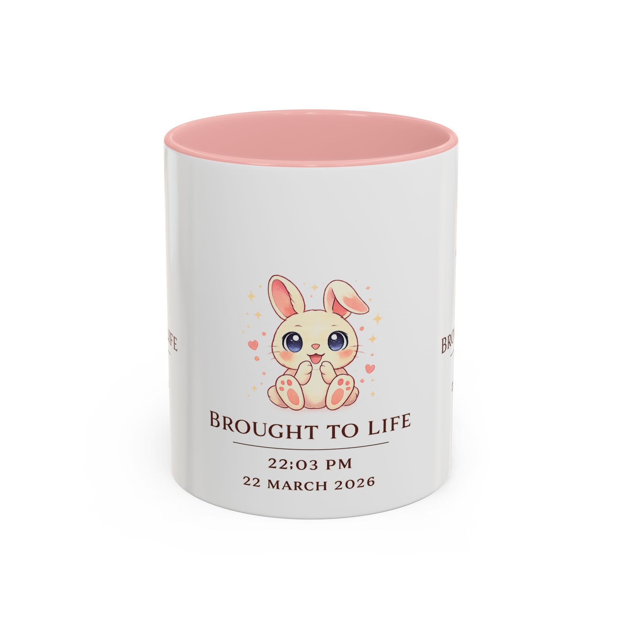 Pastel Bunny 'Brought to Life' Mug 11oz 15oz | Personalized Birth Details