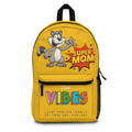 Waving Raccoon VIBES Backpack | Yellow Cartoon School Bag