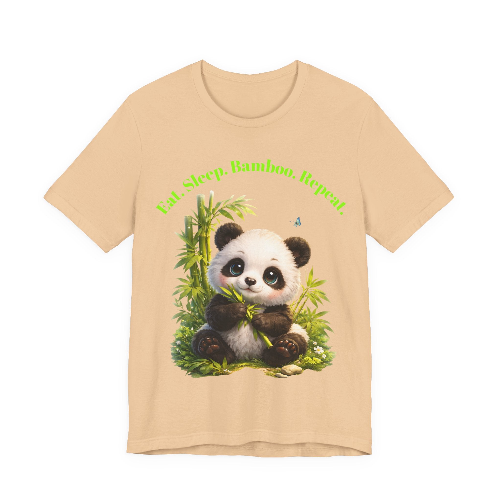 Cute Baby Panda Eating Bamboo tee | Panda Graphic T-Shirt, Animal Nature Tee
