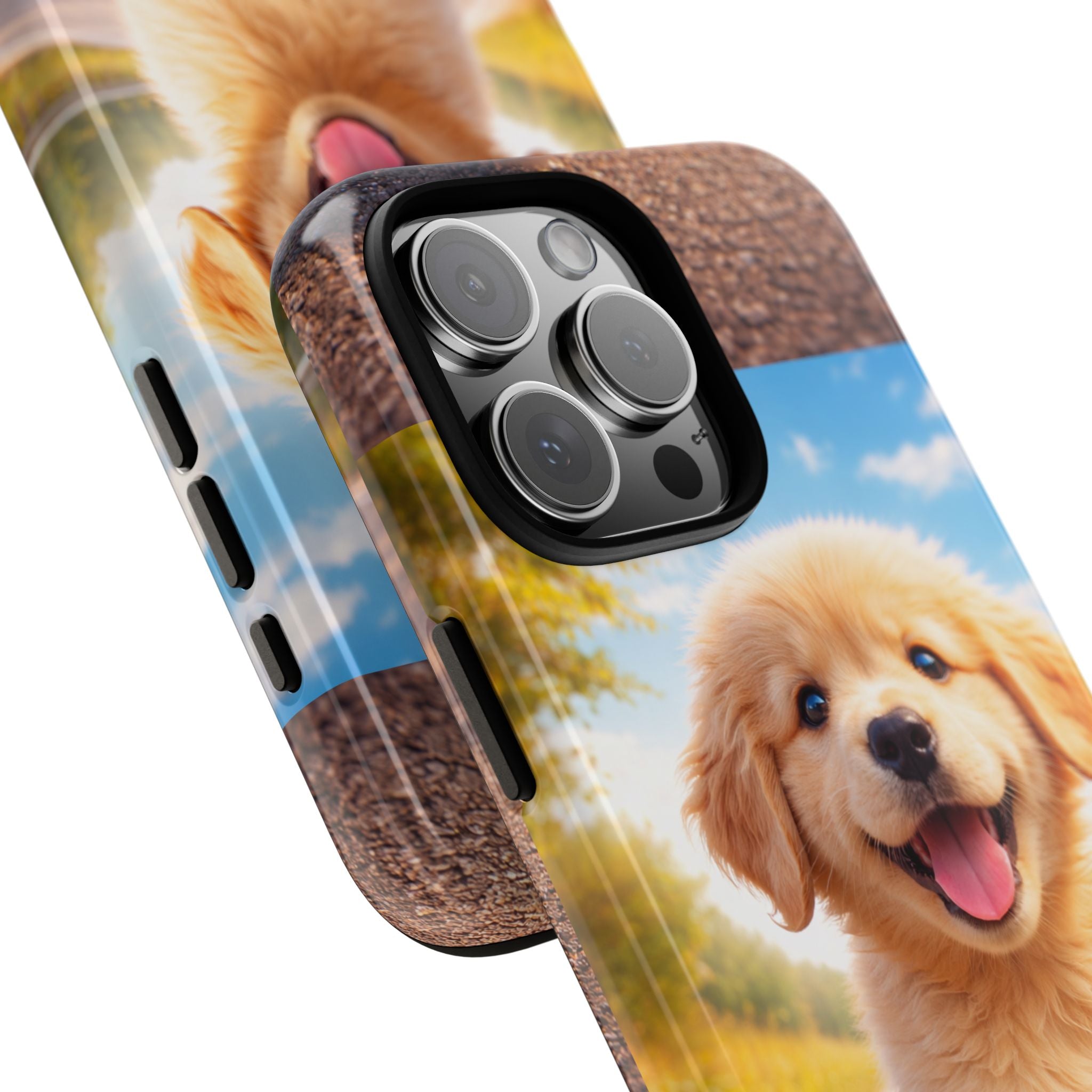 Golden Puppy Sunlit Phone Case — Full‑Wrap UV‑Protected Tough Case