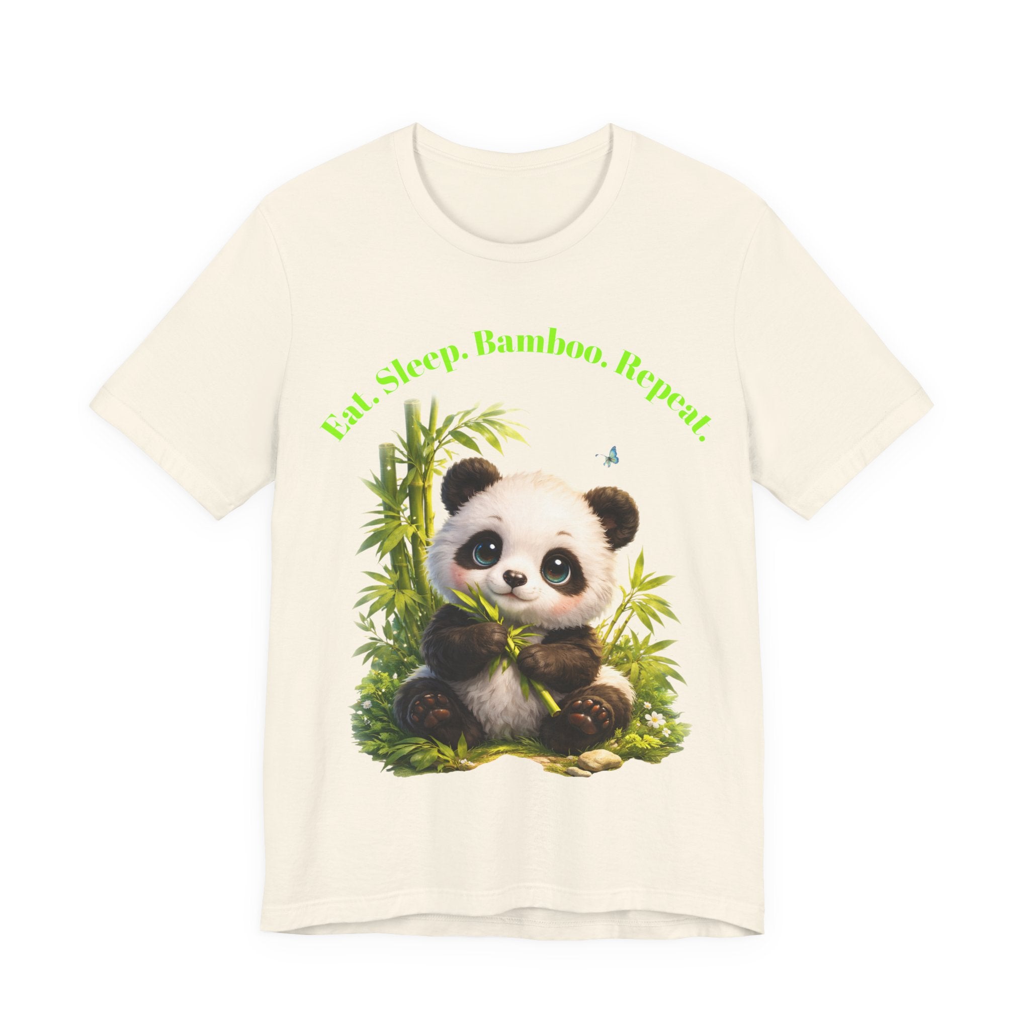 Cute Baby Panda Eating Bamboo tee | Panda Graphic T-Shirt, Animal Nature Tee