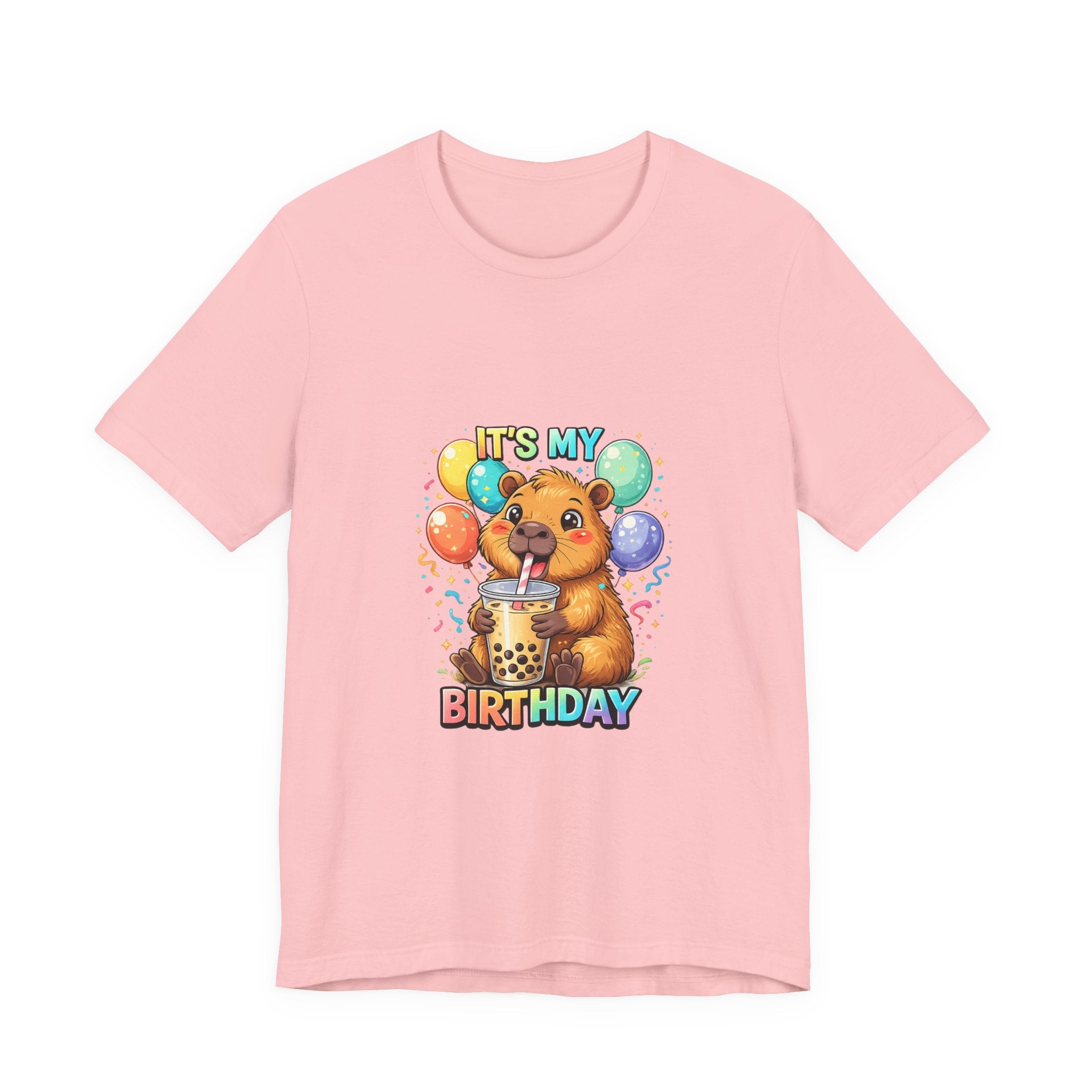 It's My Birthday Bear Boba Tee | Birthday Bear with Balloons T-Shirt