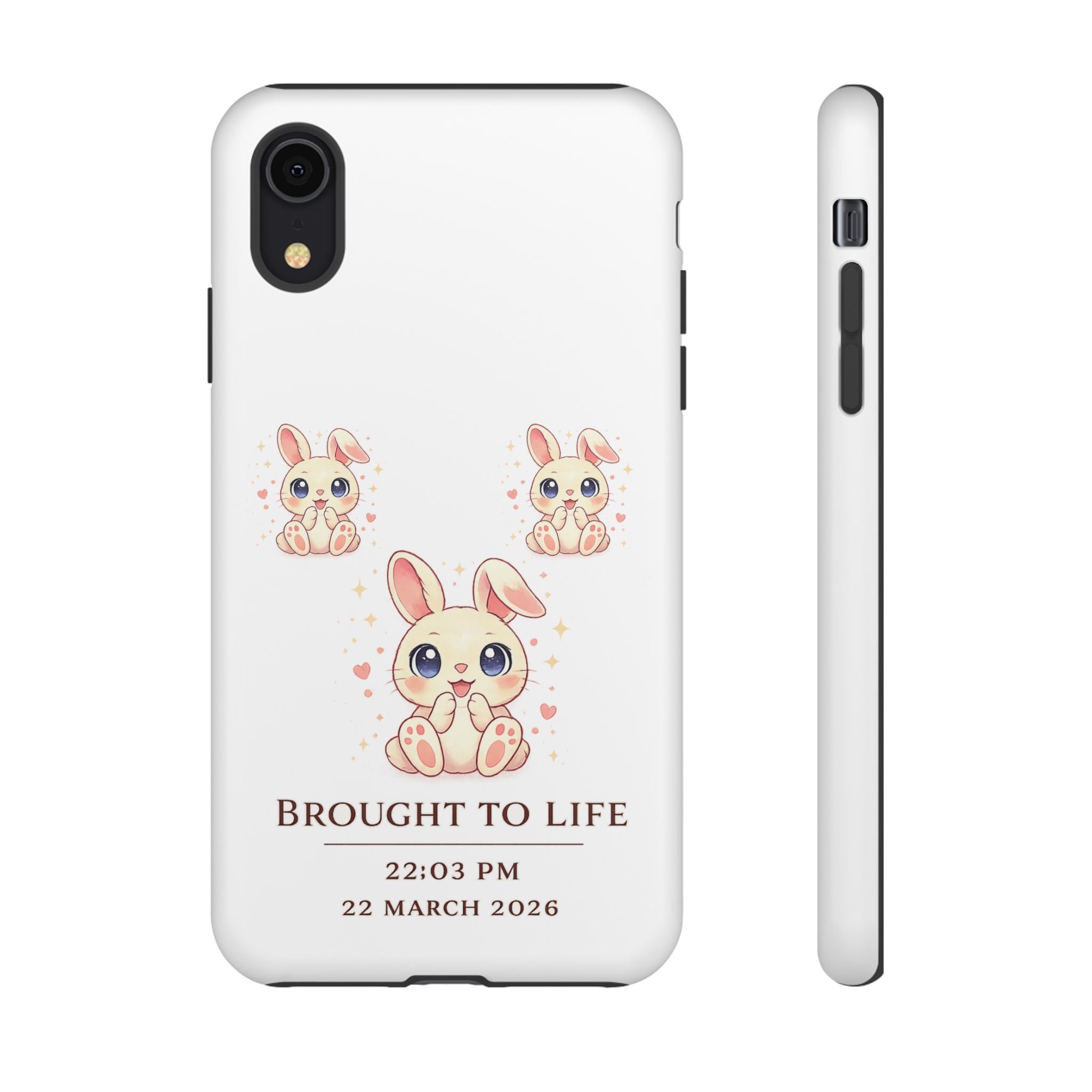 Cute Bunny Nursery Birth Announcement Phone Case | Personalized Name, Date & Time