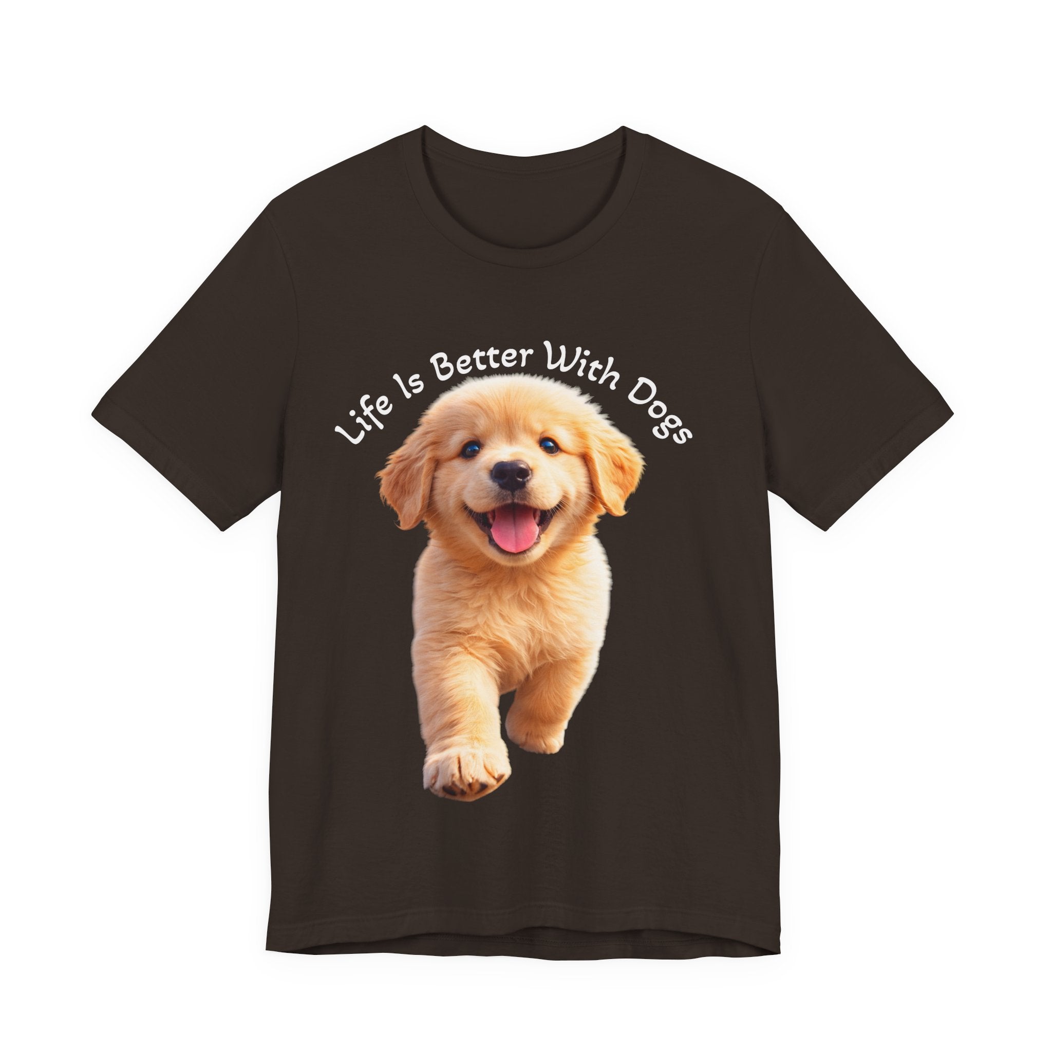 Life Is Better With Dogs Tee — Lightweight Golden Puppy Crew T-Shirt