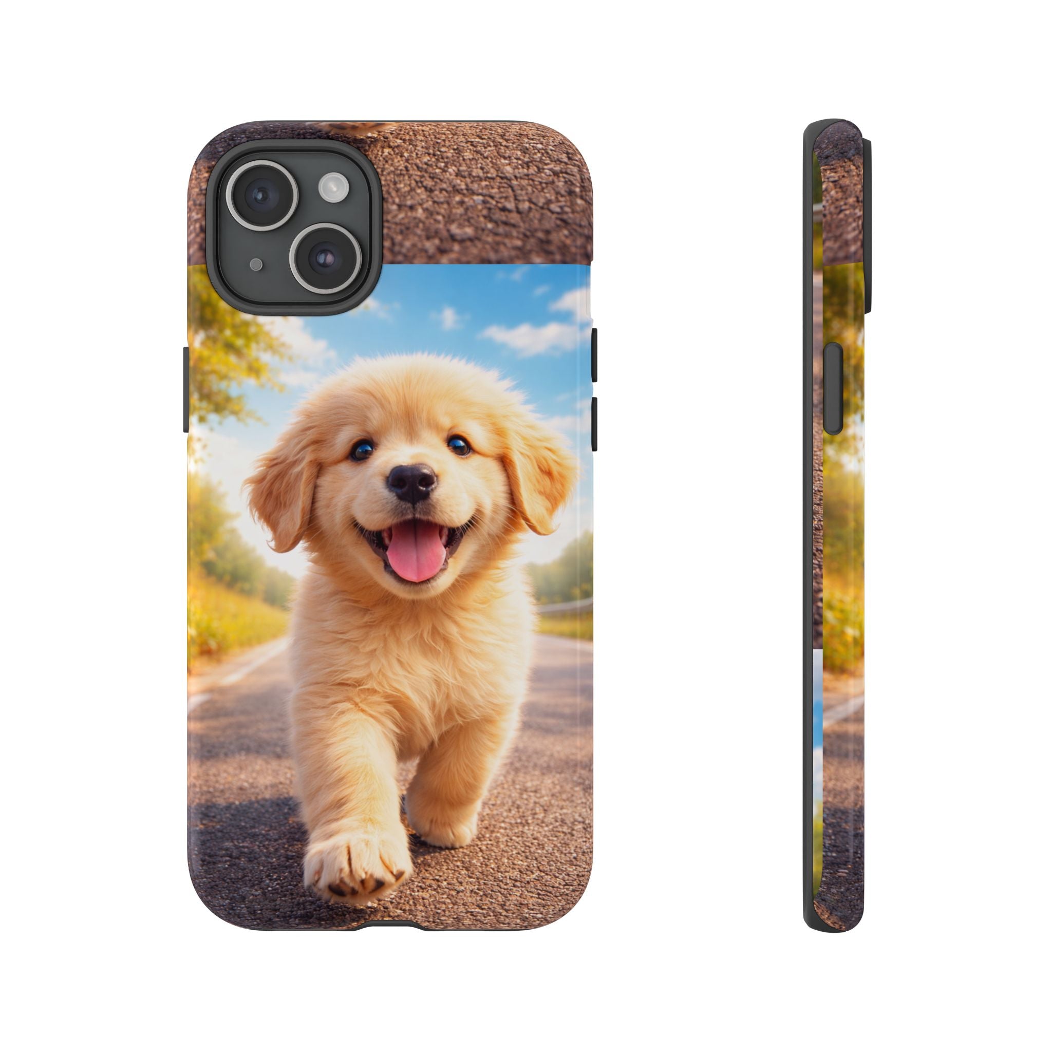 Golden Puppy Sunlit Phone Case — Full‑Wrap UV‑Protected Tough Case