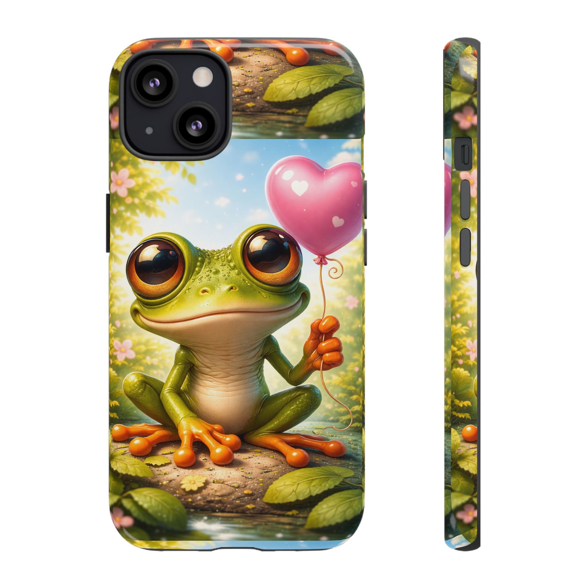 Frog Heart Balloon Phone Case — Glossy or Matte 3D Wrap Protective Case