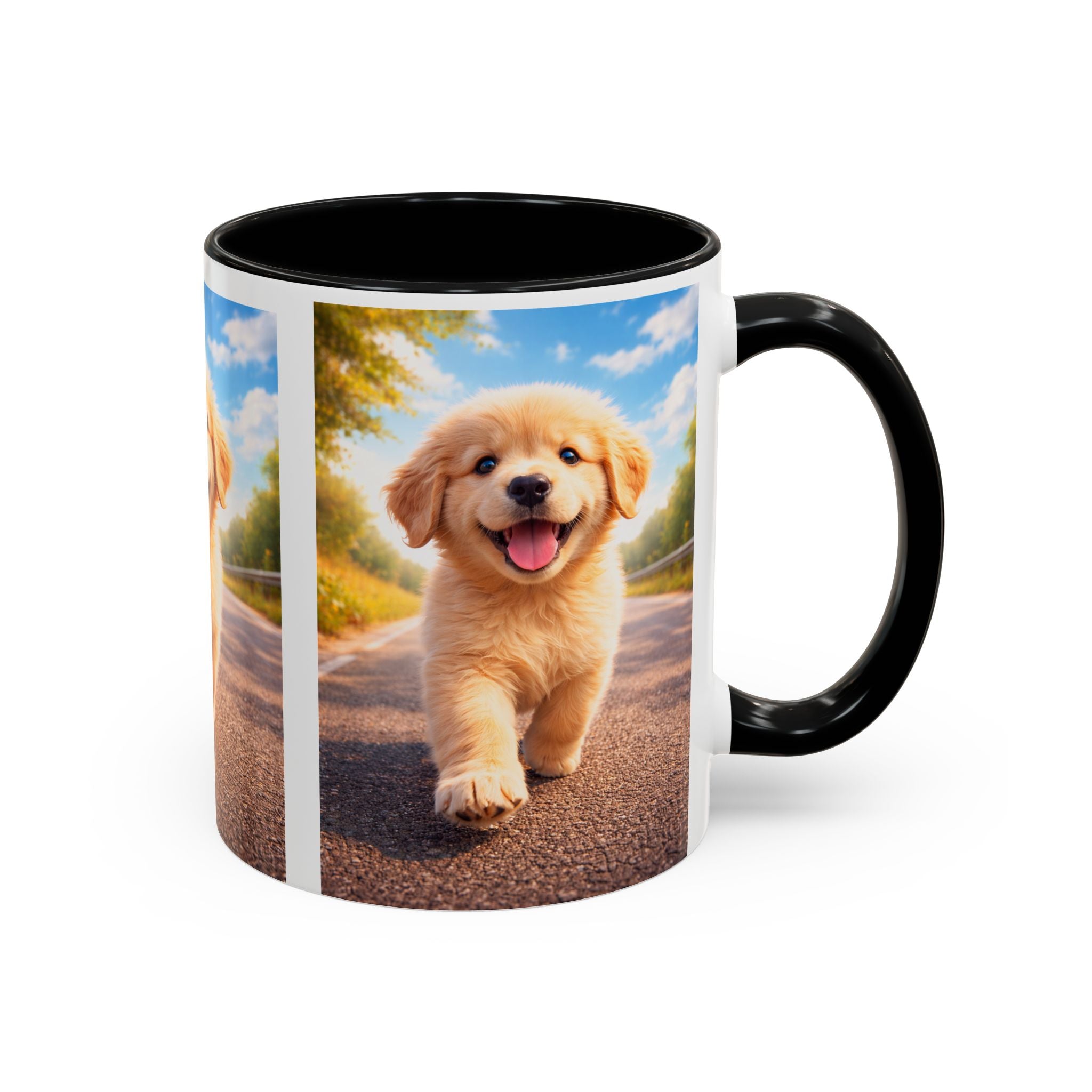 Golden Retriever Puppy Accent Coffee Mug — Cute Dog Photo Ceramic Mug (11/15oz)