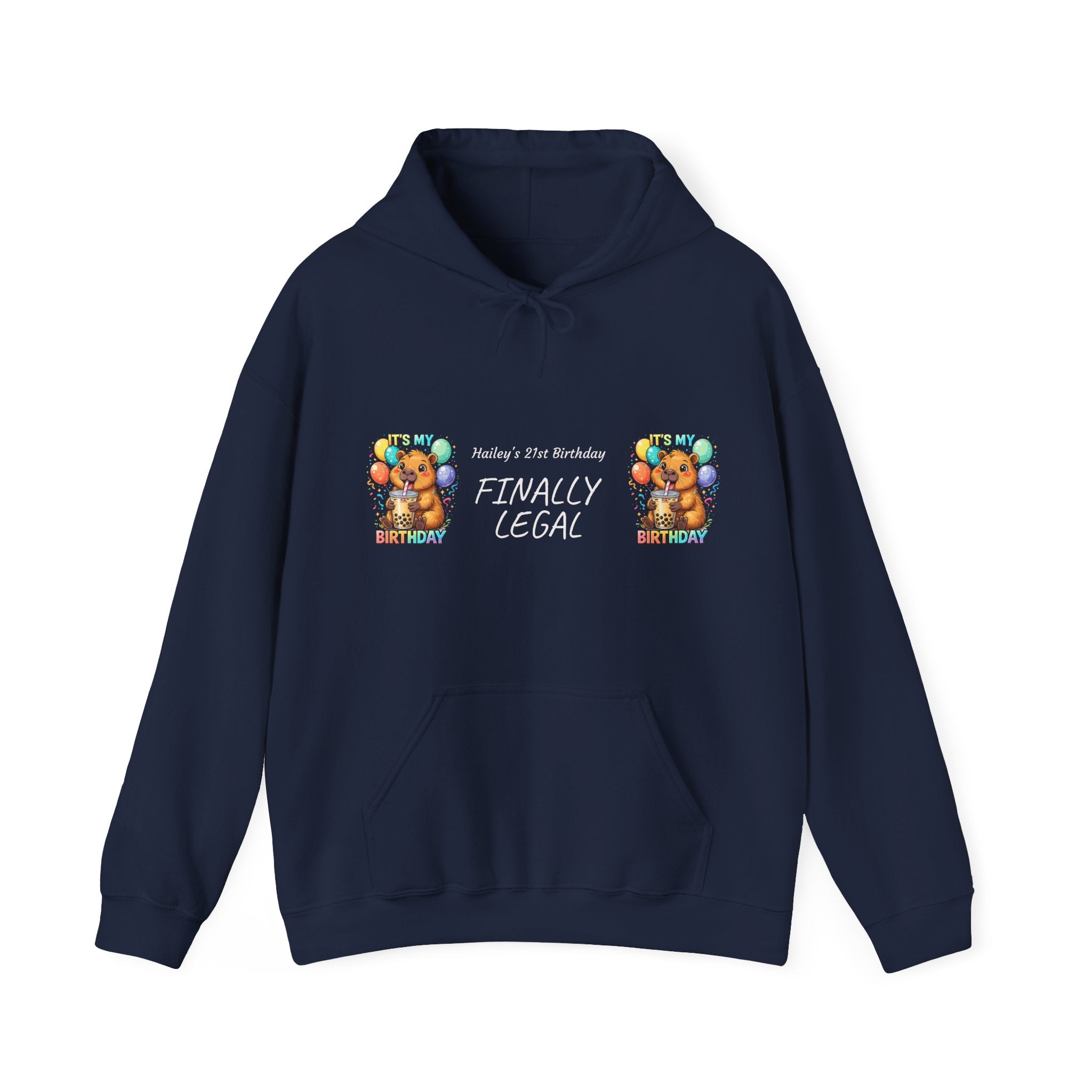 Finally Legal Bear Illustration Hoodie | 21st Birthday Sweatshirt
