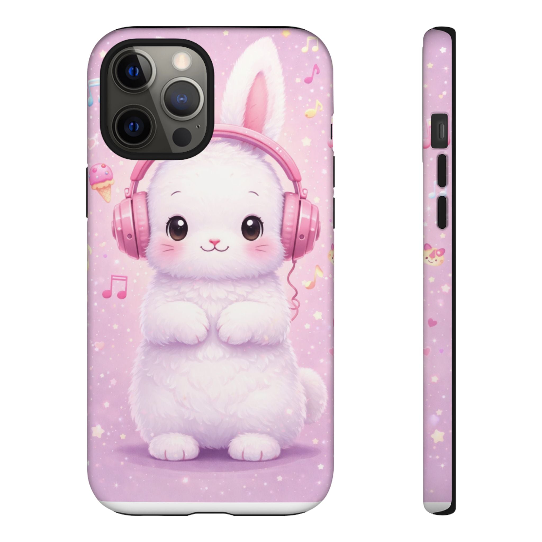 Pastel Bunny with Pink Headphones Phone Case | Dual-Layer Protective Case