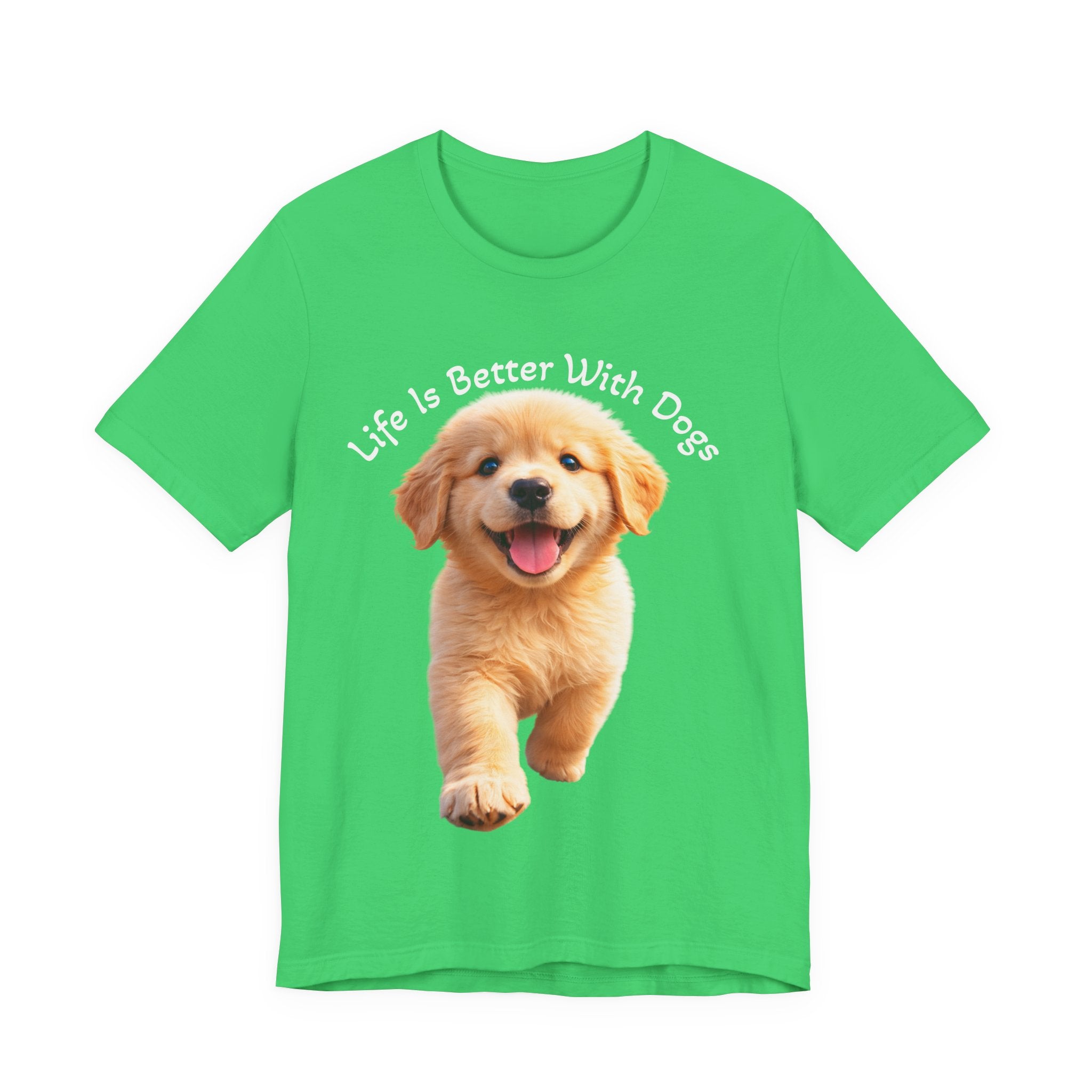 Life Is Better With Dogs Tee — Lightweight Golden Puppy Crew T-Shirt