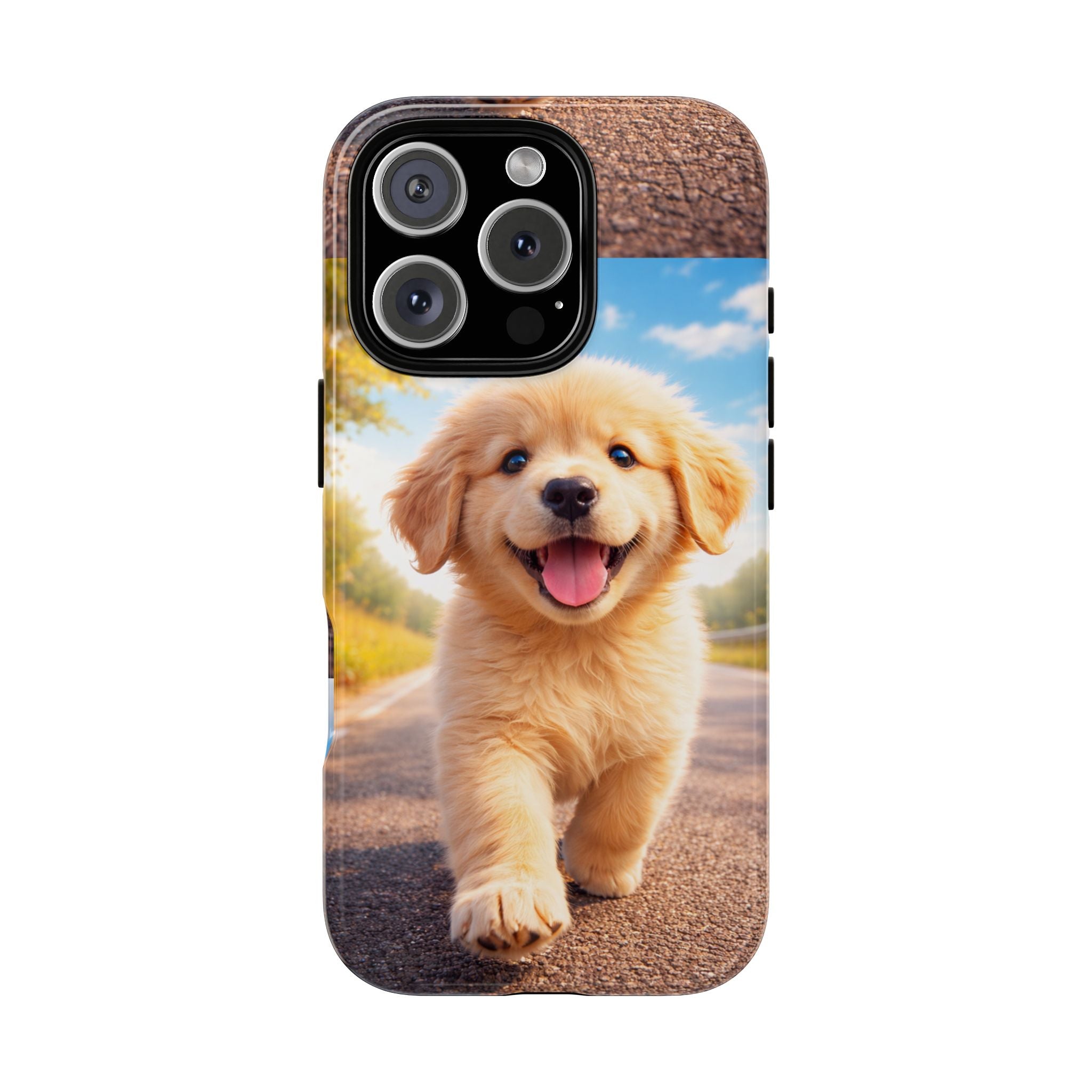 Golden Puppy Sunlit Phone Case — Full‑Wrap UV‑Protected Tough Case