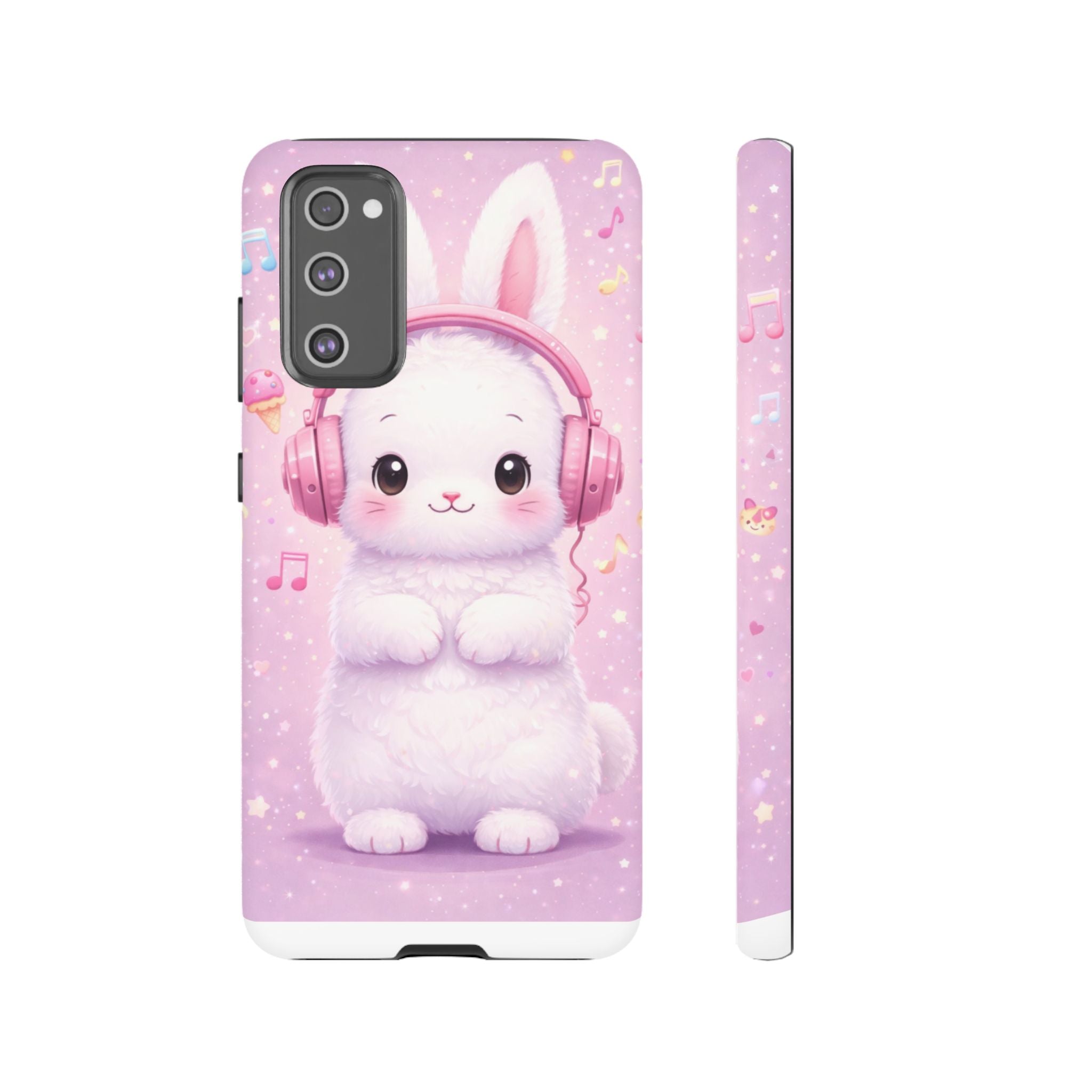 Pastel Bunny with Pink Headphones Phone Case | Dual-Layer Protective Case