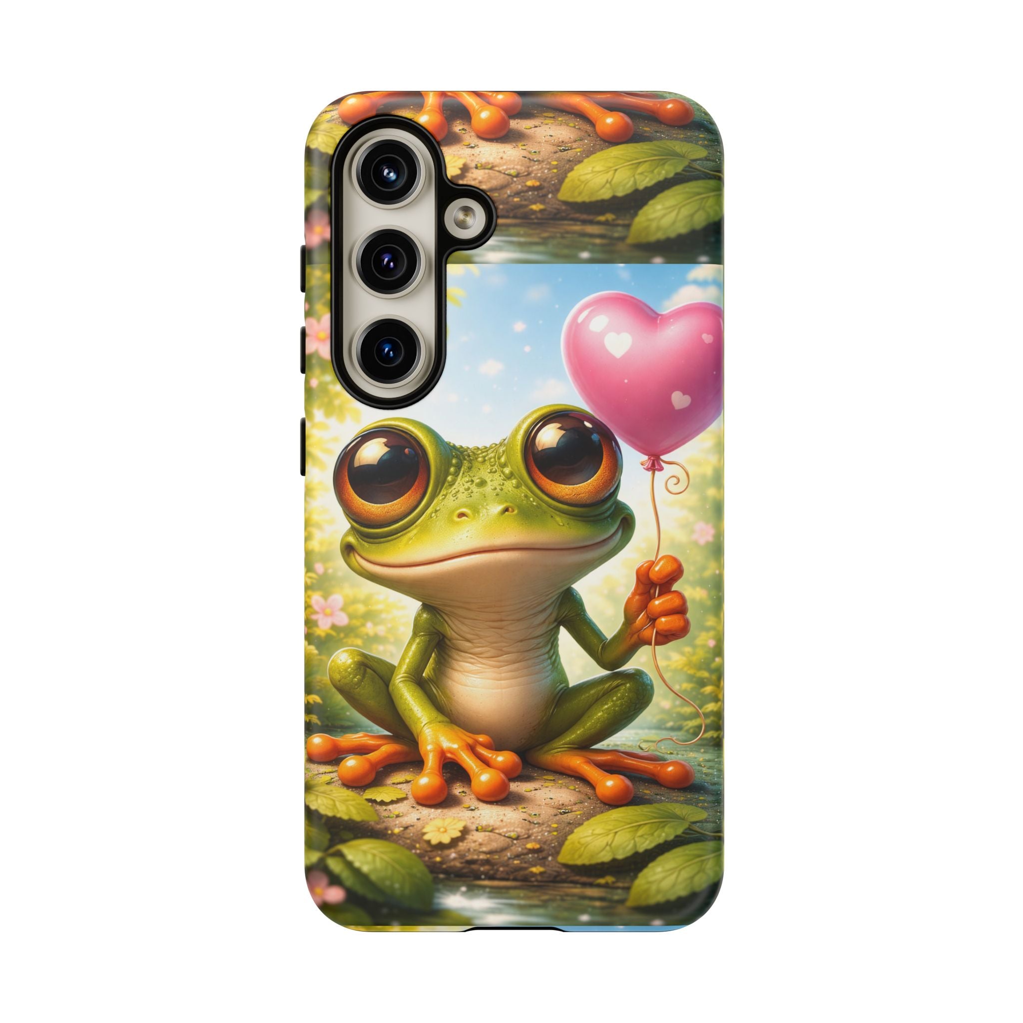 Frog Heart Balloon Phone Case — Glossy or Matte 3D Wrap Protective Case