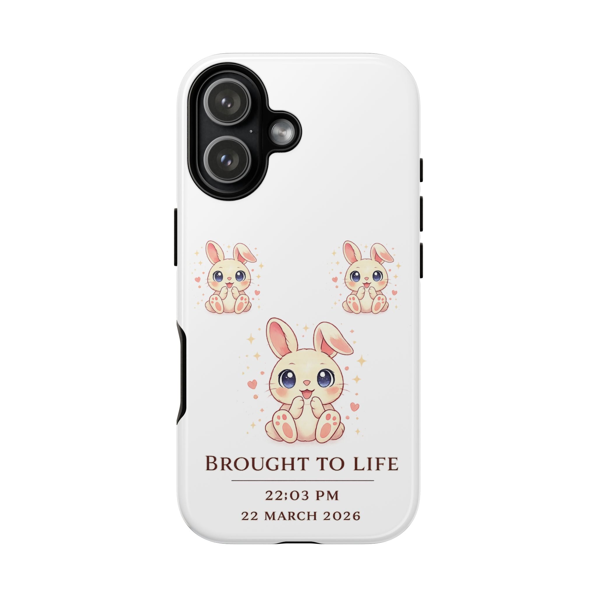 Cute Bunny Nursery Birth Announcement Phone Case | Personalized Name, Date & Time