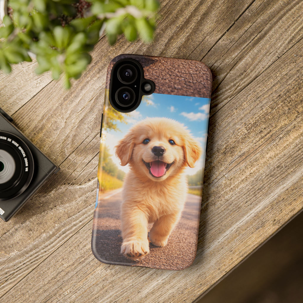 Golden Puppy Sunlit Phone Case — Full‑Wrap UV‑Protected Tough Case