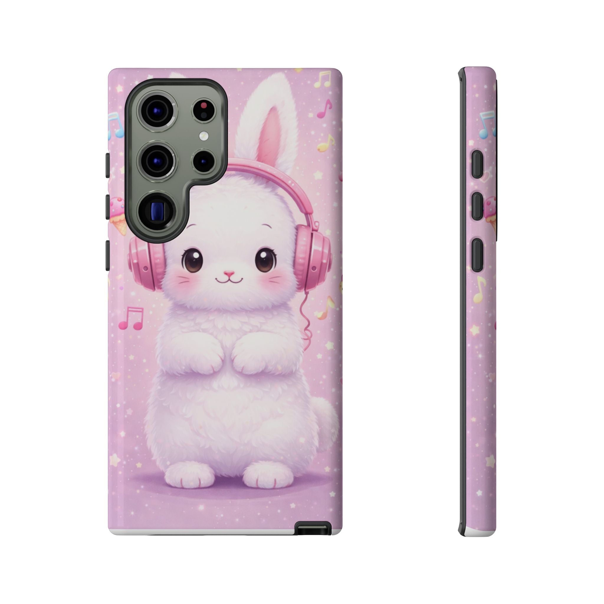 Pastel Bunny with Pink Headphones Phone Case | Dual-Layer Protective Case