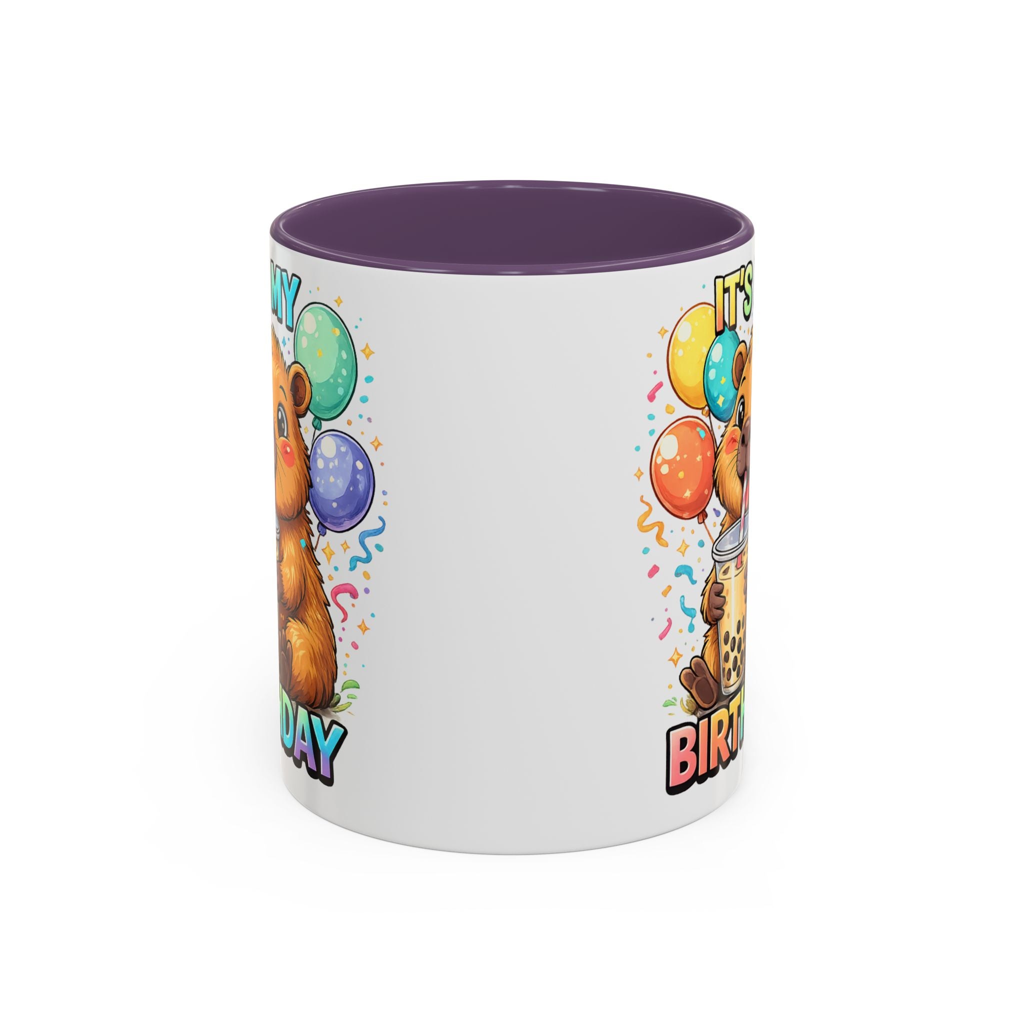 Cute Bear Drinking Bubble Tea It's My Birthday Mug | Accent Coffee Mug