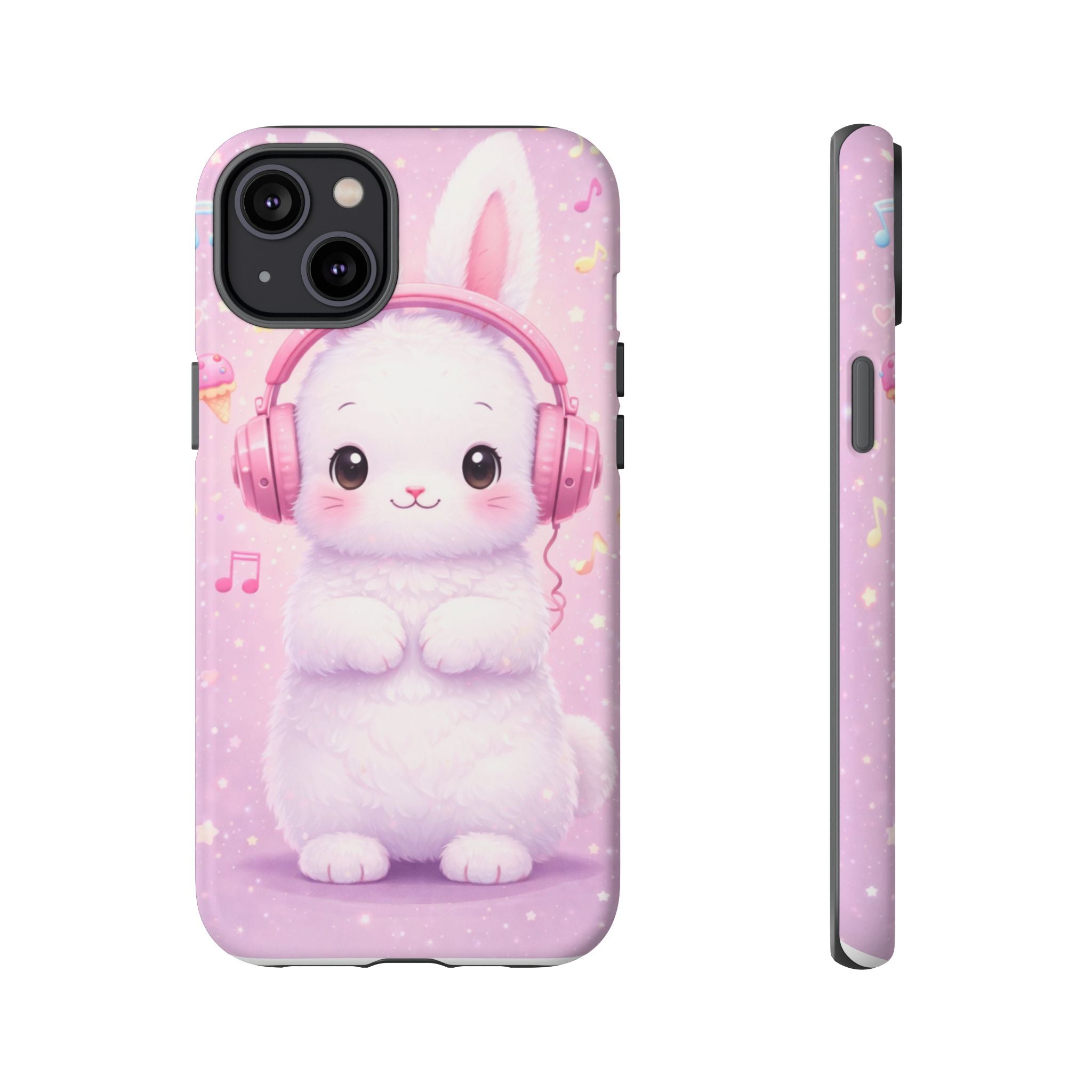 Pastel Bunny with Pink Headphones Phone Case | Dual-Layer Protective Case