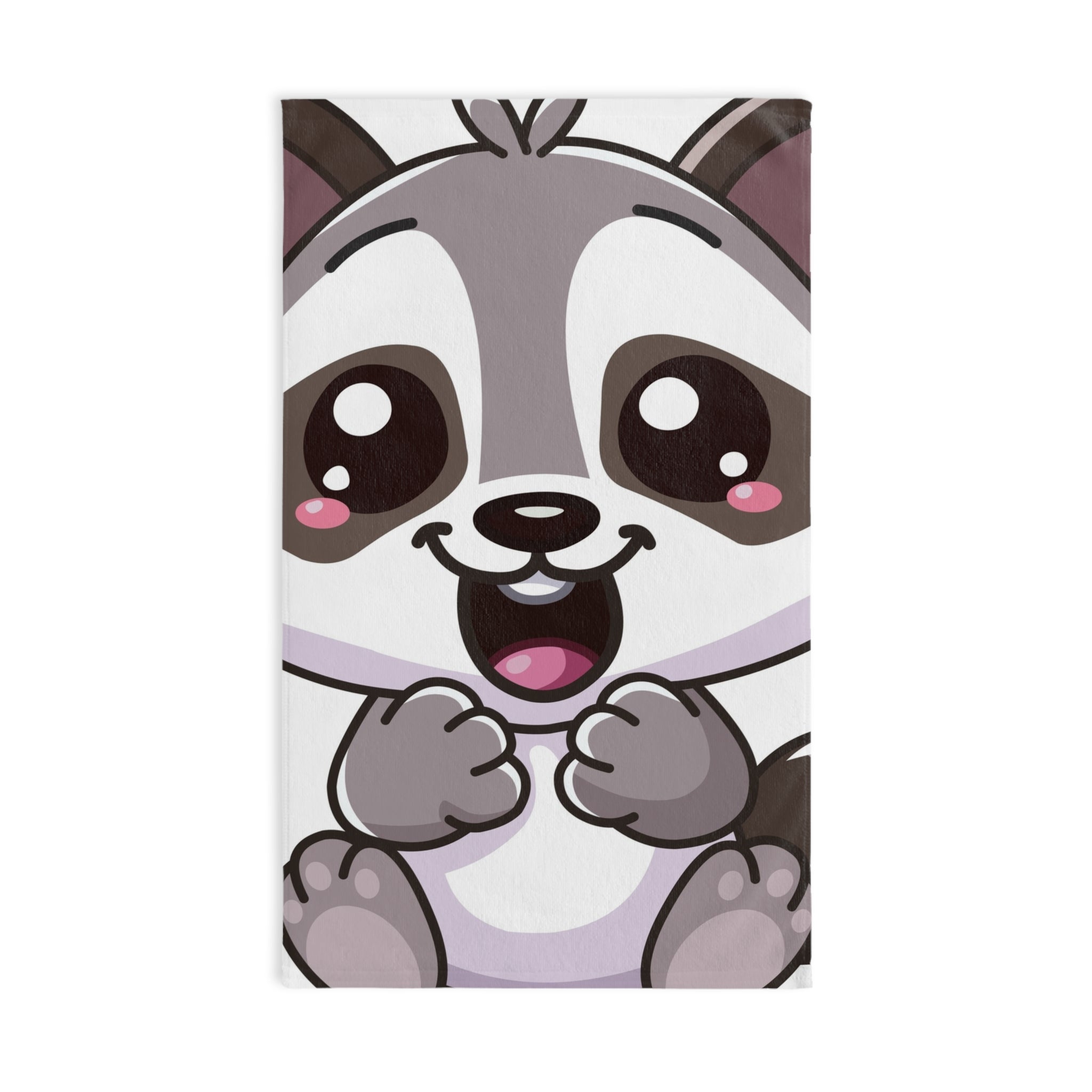 Cheerful Cartoon Raccoon Hand Towel | Cute Animal Bathroom Linen