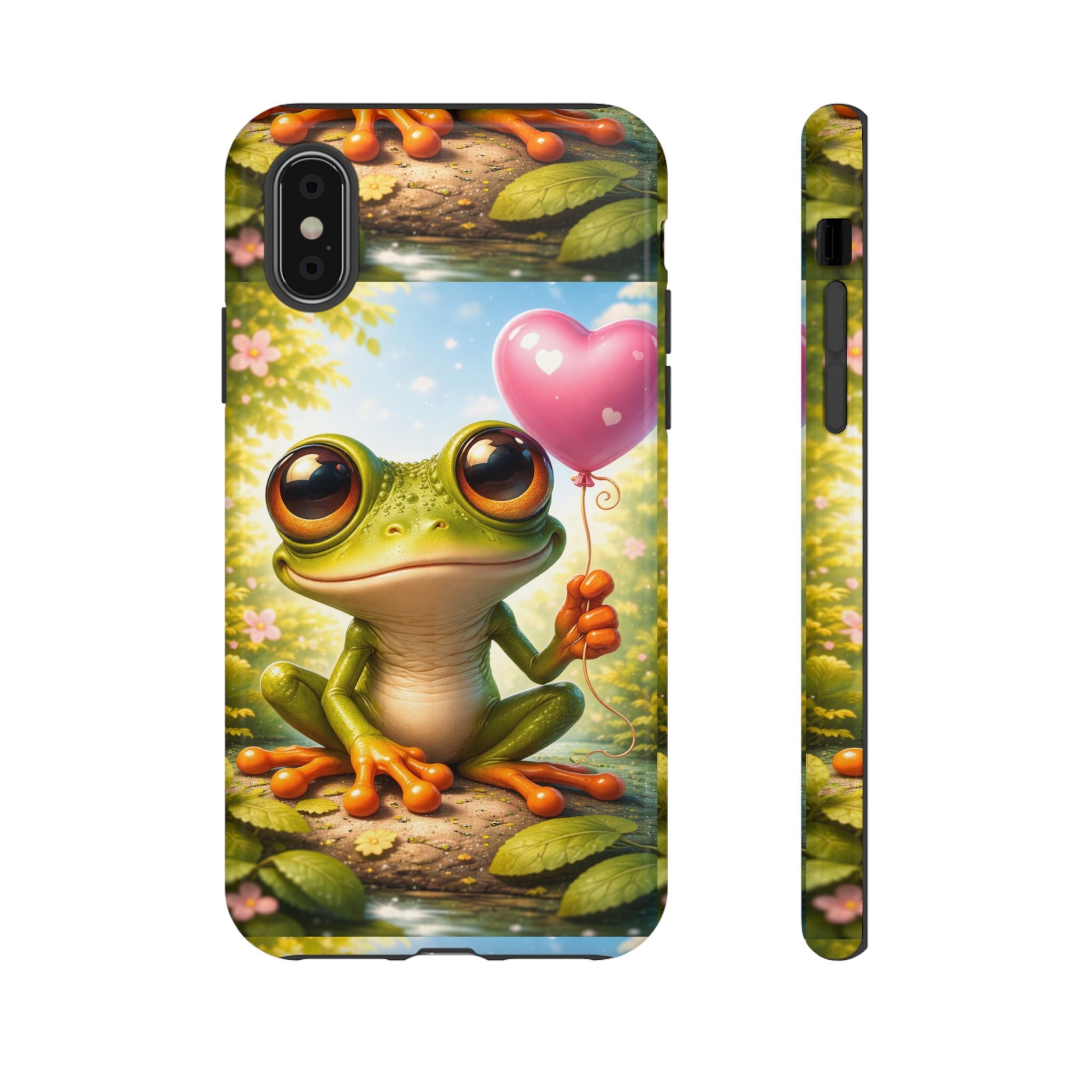 Frog Heart Balloon Phone Case — Glossy or Matte 3D Wrap Protective Case