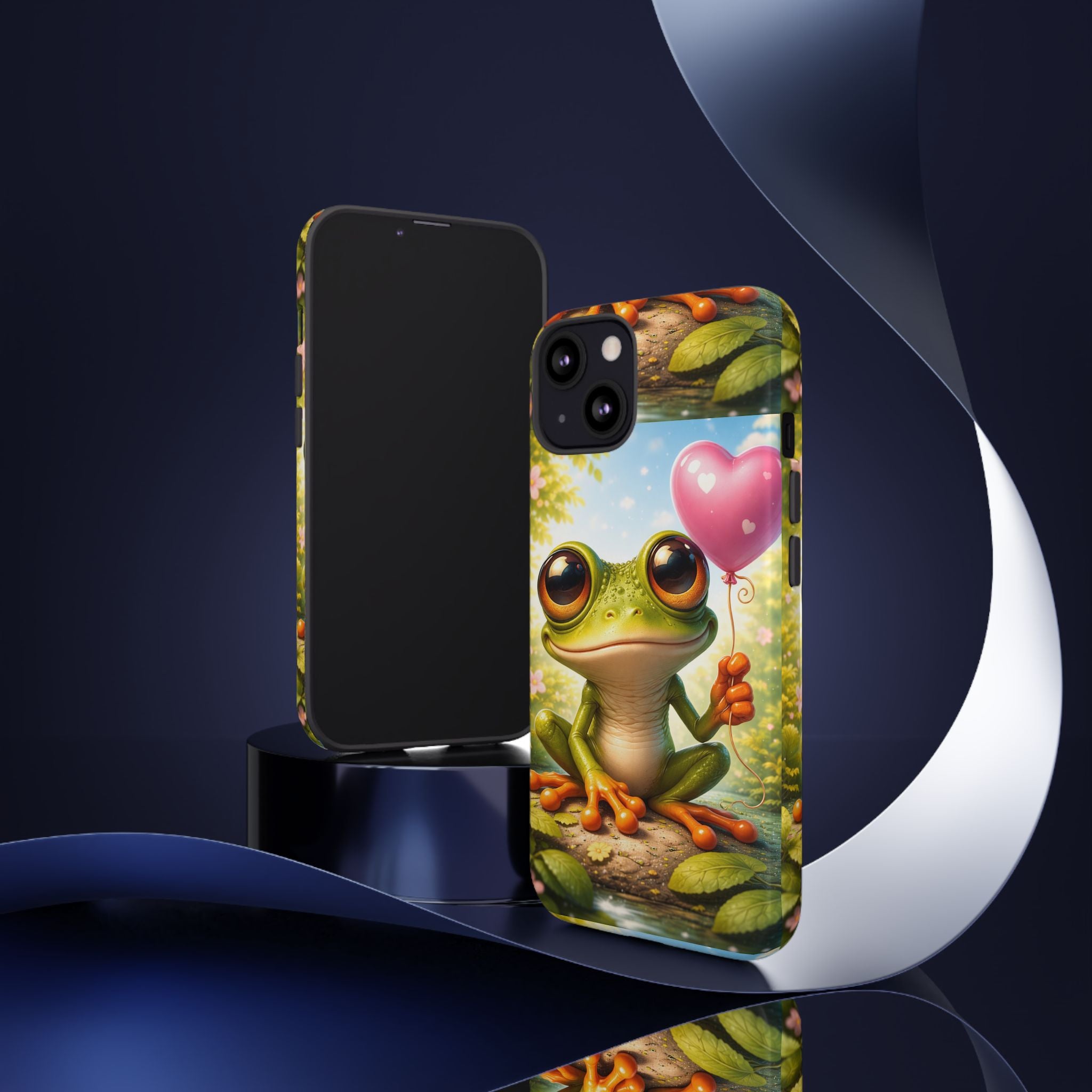 Frog Heart Balloon Phone Case — Glossy or Matte 3D Wrap Protective Case