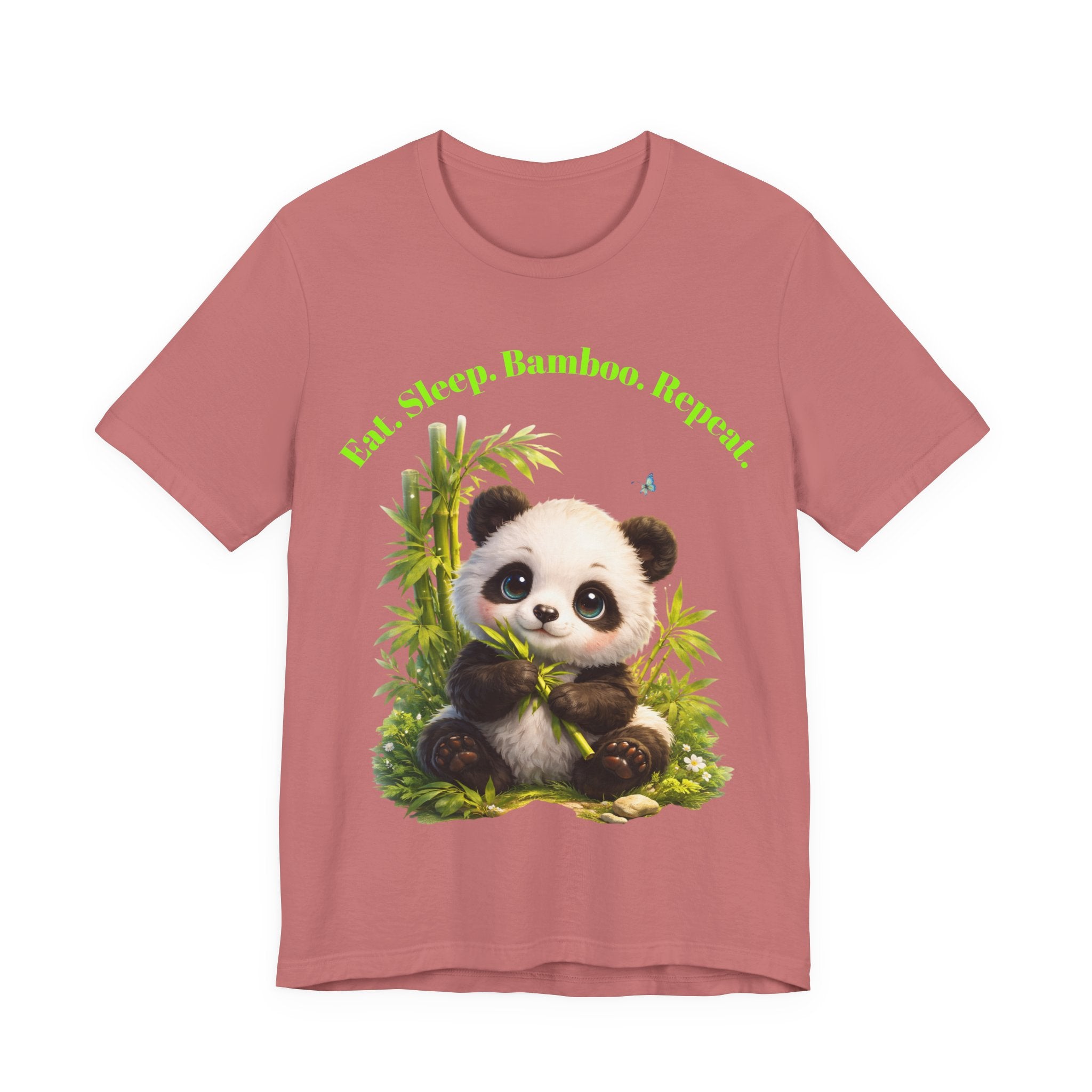 Cute Baby Panda Eating Bamboo tee | Panda Graphic T-Shirt, Animal Nature Tee