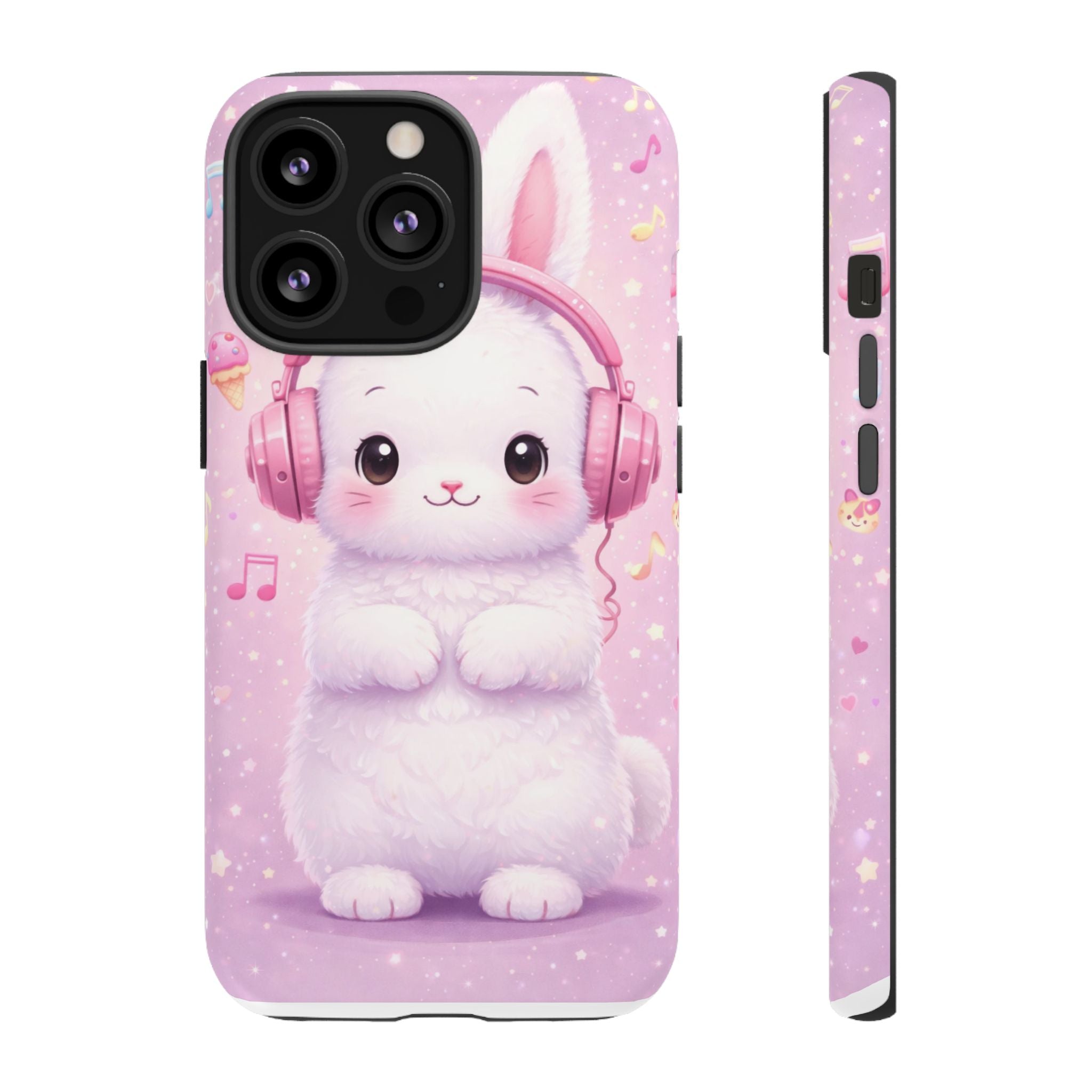 Pastel Bunny with Pink Headphones Phone Case | Dual-Layer Protective Case