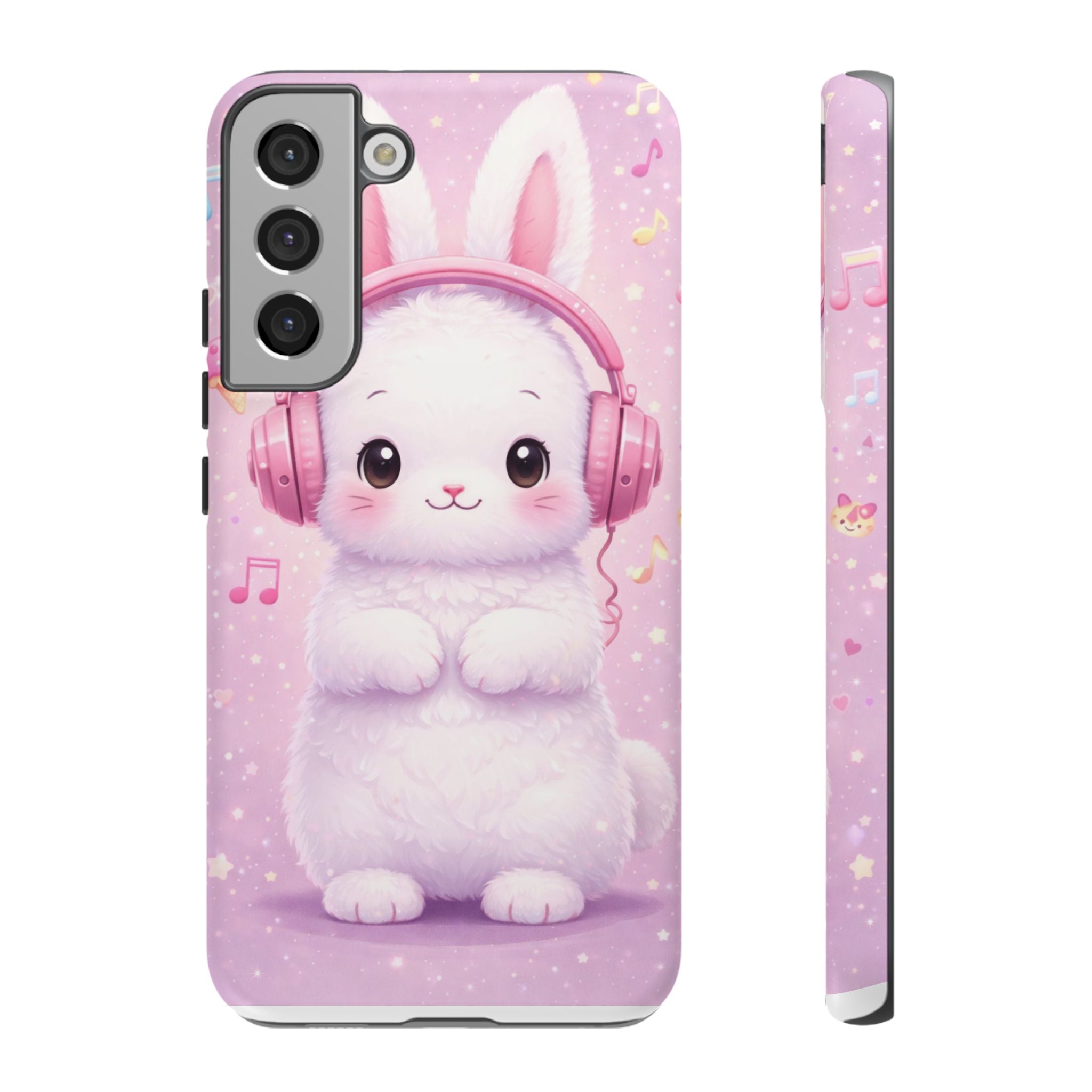 Pastel Bunny with Pink Headphones Phone Case | Dual-Layer Protective Case