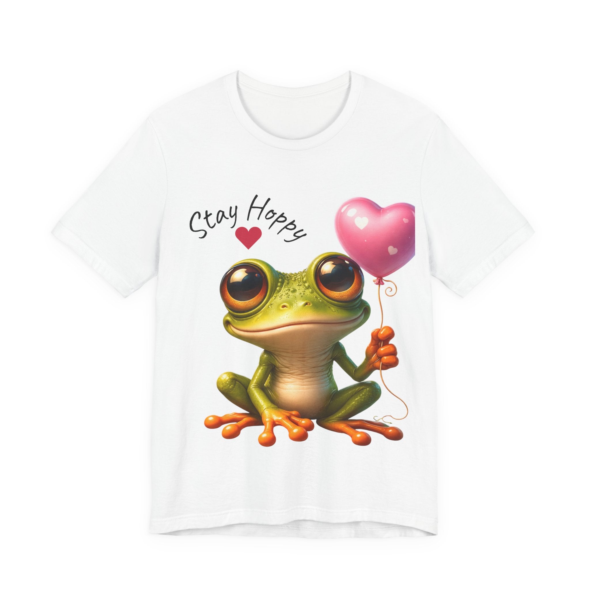 Stay Hoppy Frog T-Shirt — Cute Frog Holding Heart Balloon