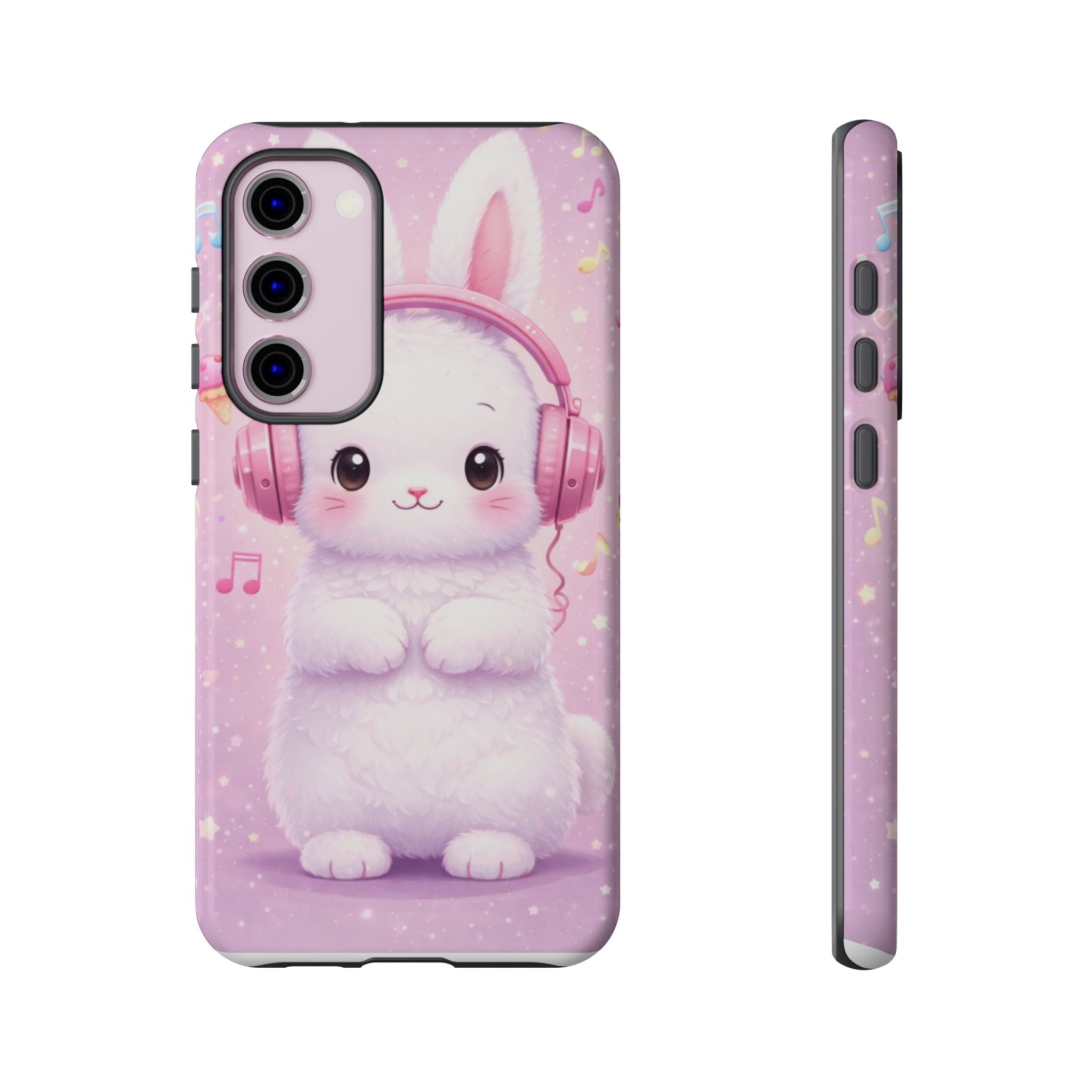 Pastel Bunny with Pink Headphones Phone Case | Dual-Layer Protective Case