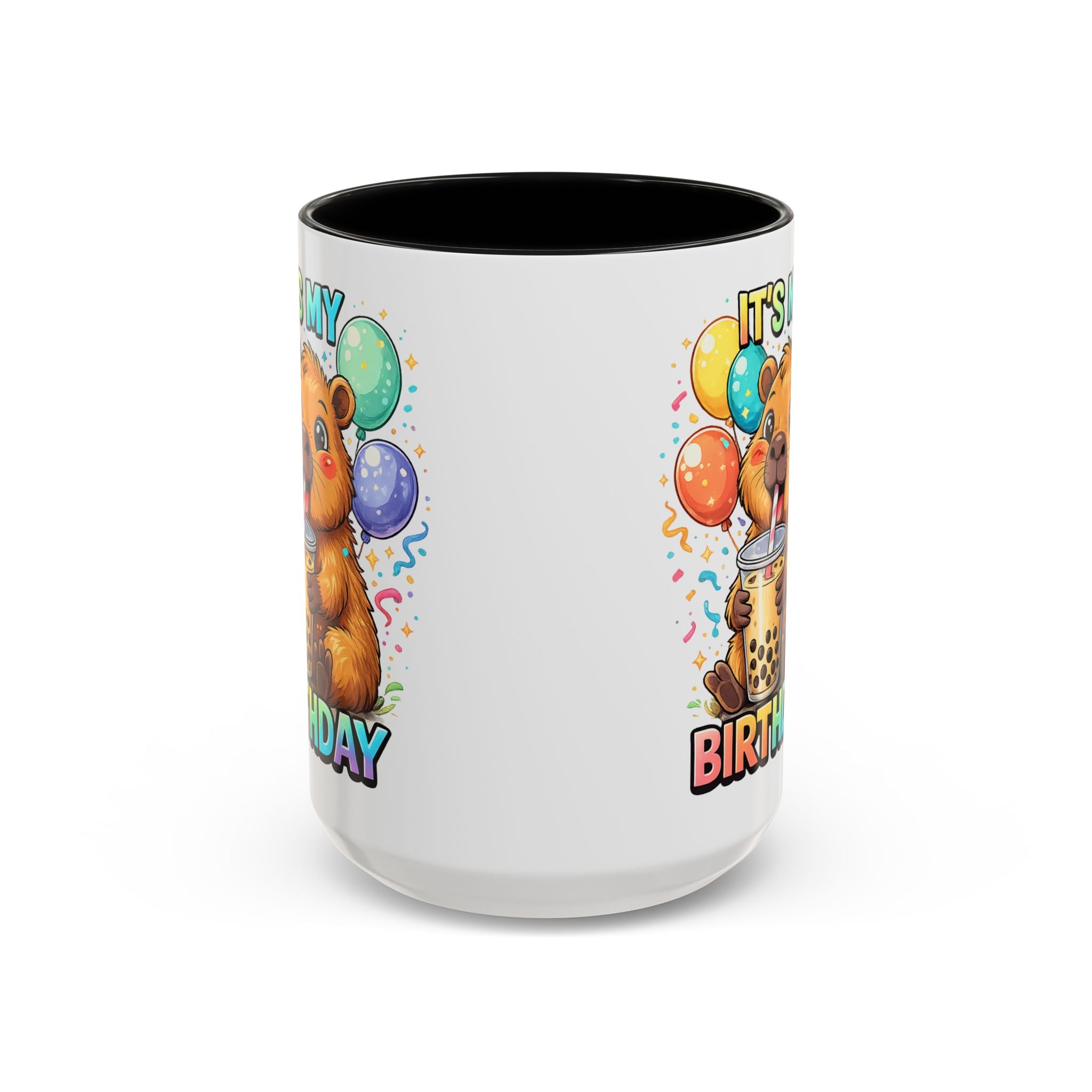 Cute Bear Drinking Bubble Tea It's My Birthday Mug | Accent Coffee Mug