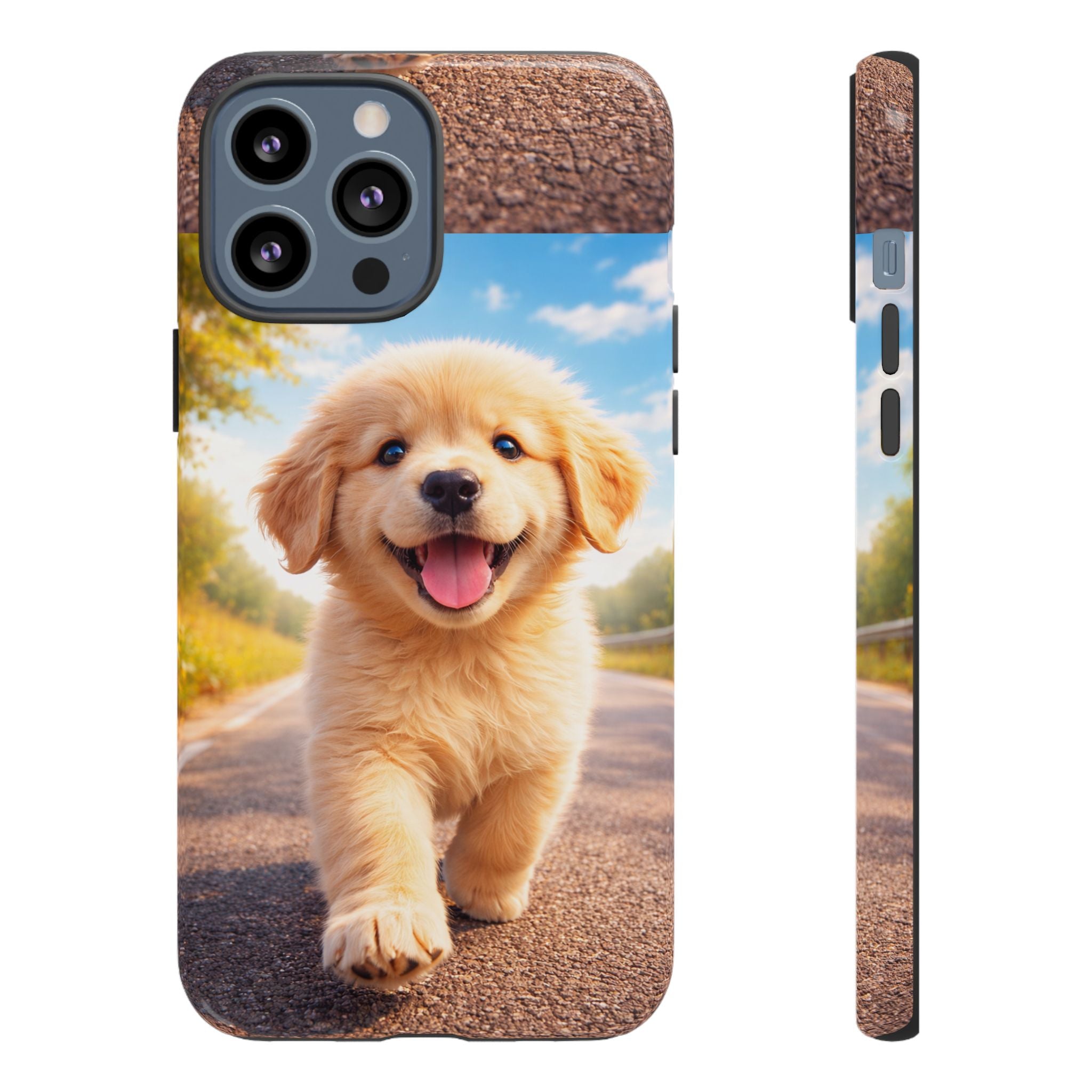 Golden Puppy Sunlit Phone Case — Full‑Wrap UV‑Protected Tough Case