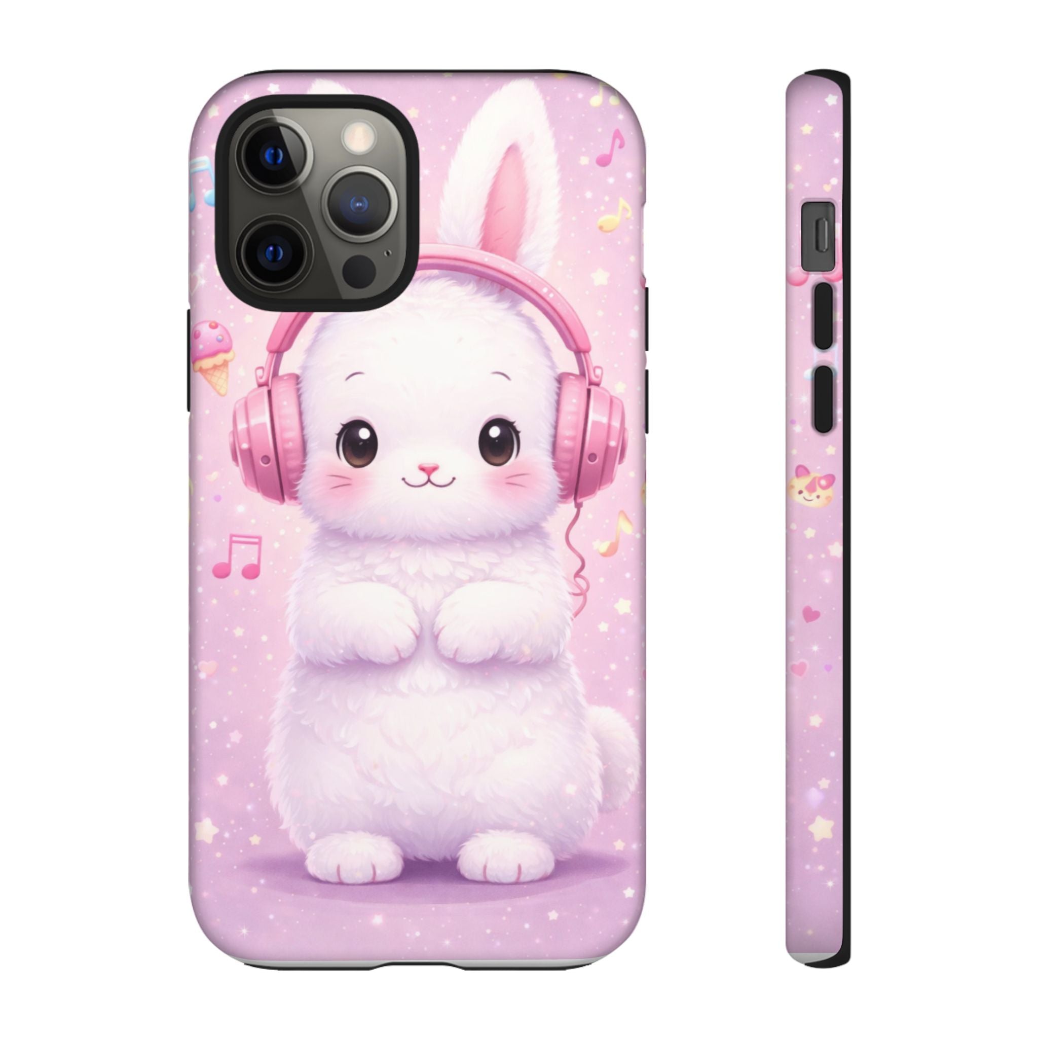 Pastel Bunny with Pink Headphones Phone Case | Dual-Layer Protective Case