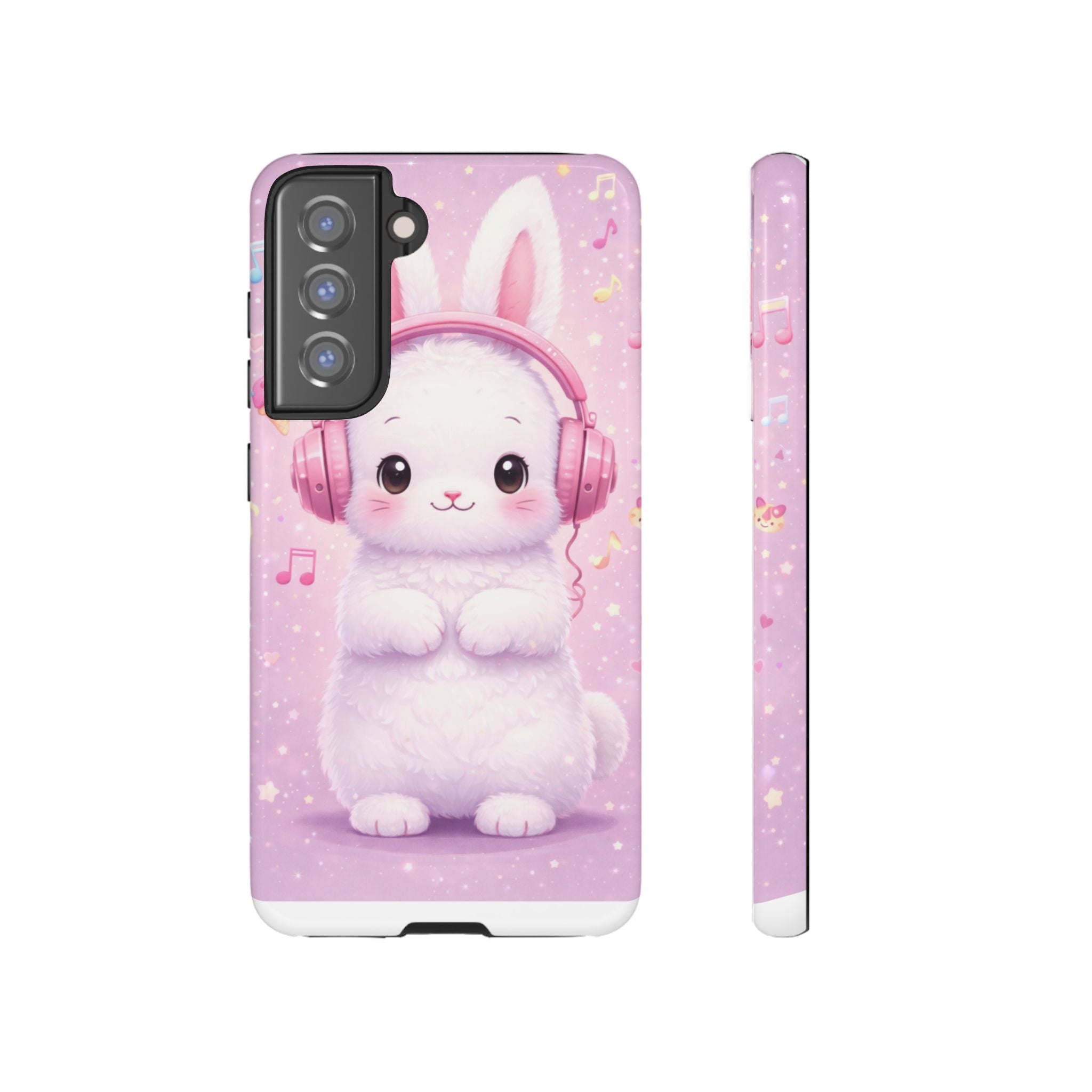 Pastel Bunny with Pink Headphones Phone Case | Dual-Layer Protective Case
