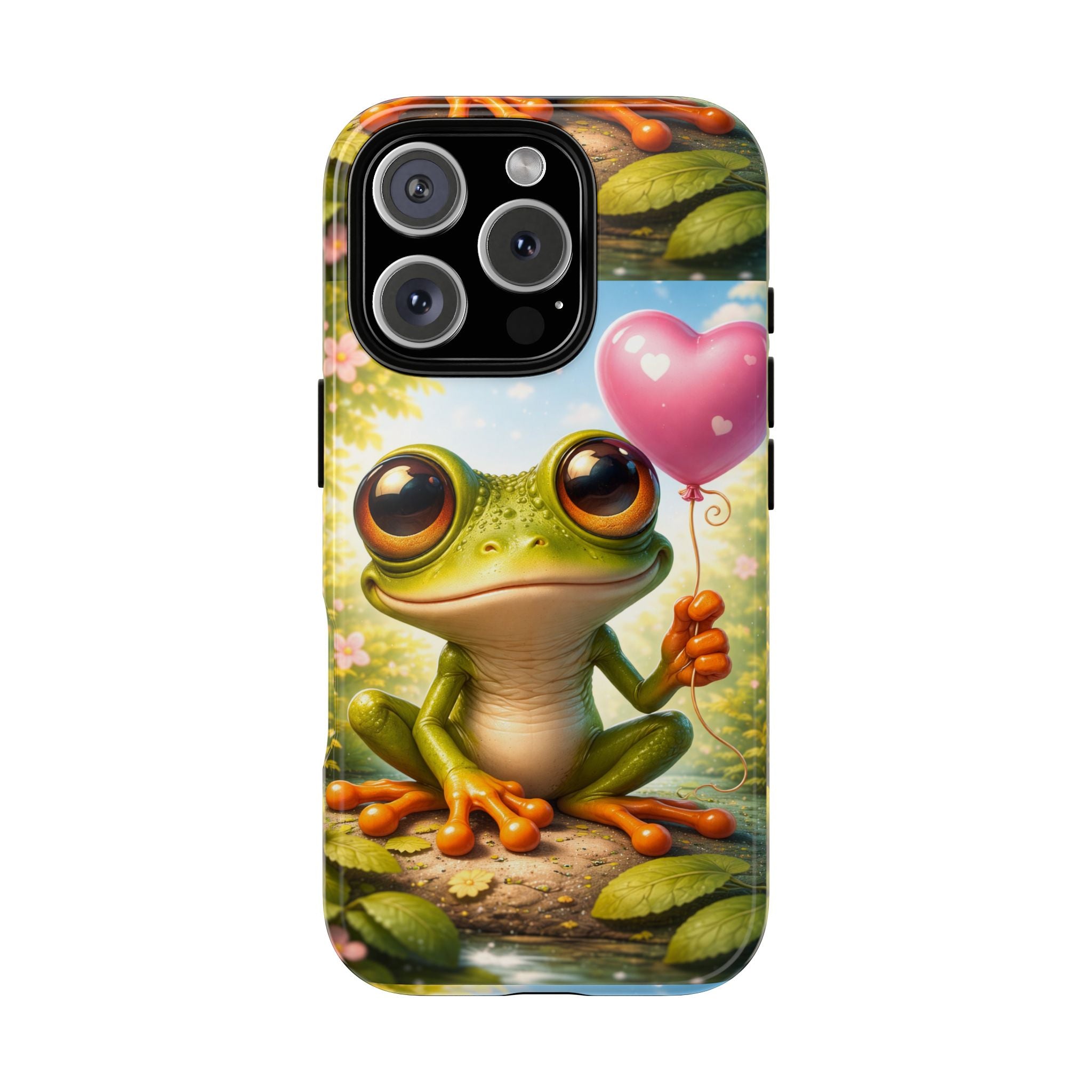 Frog Heart Balloon Phone Case — Glossy or Matte 3D Wrap Protective Case