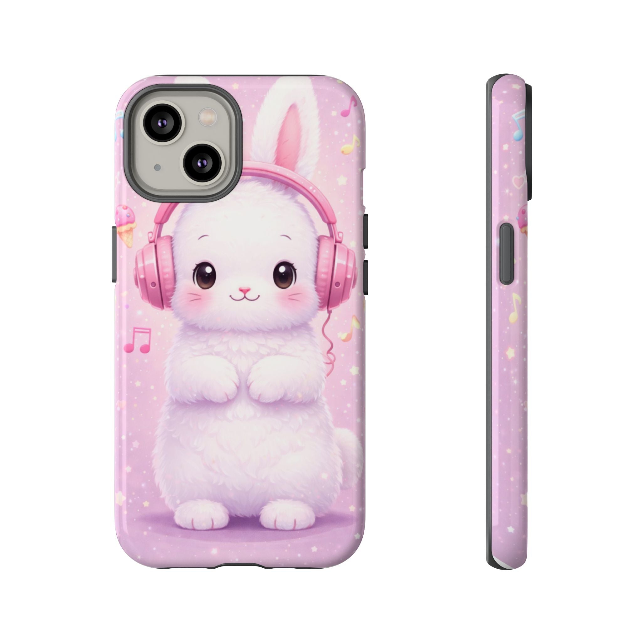 Pastel Bunny with Pink Headphones Phone Case | Dual-Layer Protective Case
