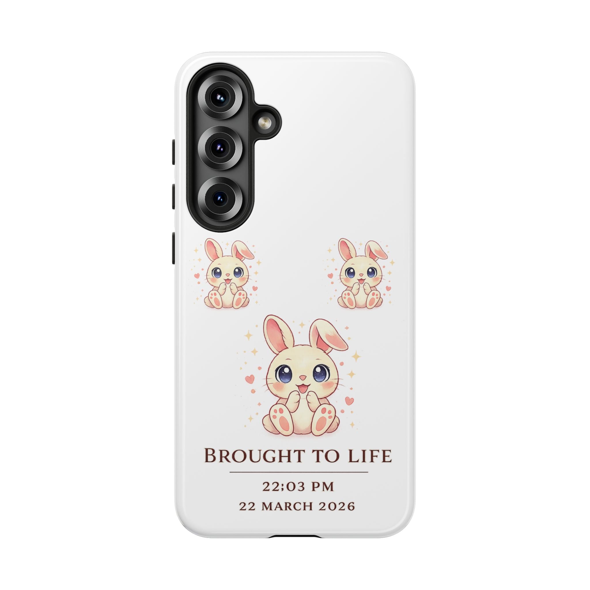Cute Bunny Nursery Birth Announcement Phone Case | Personalized Name, Date & Time