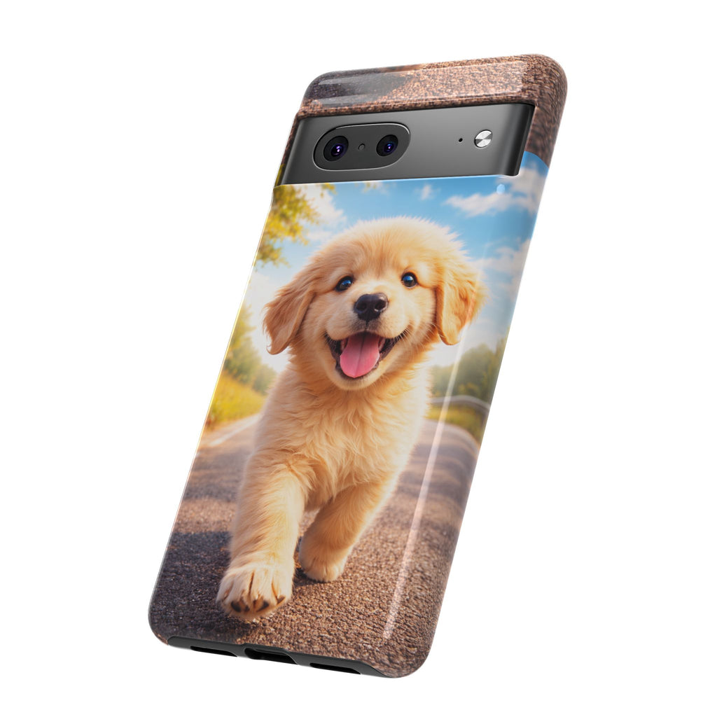 Golden Puppy Sunlit Phone Case — Full‑Wrap UV‑Protected Tough Case