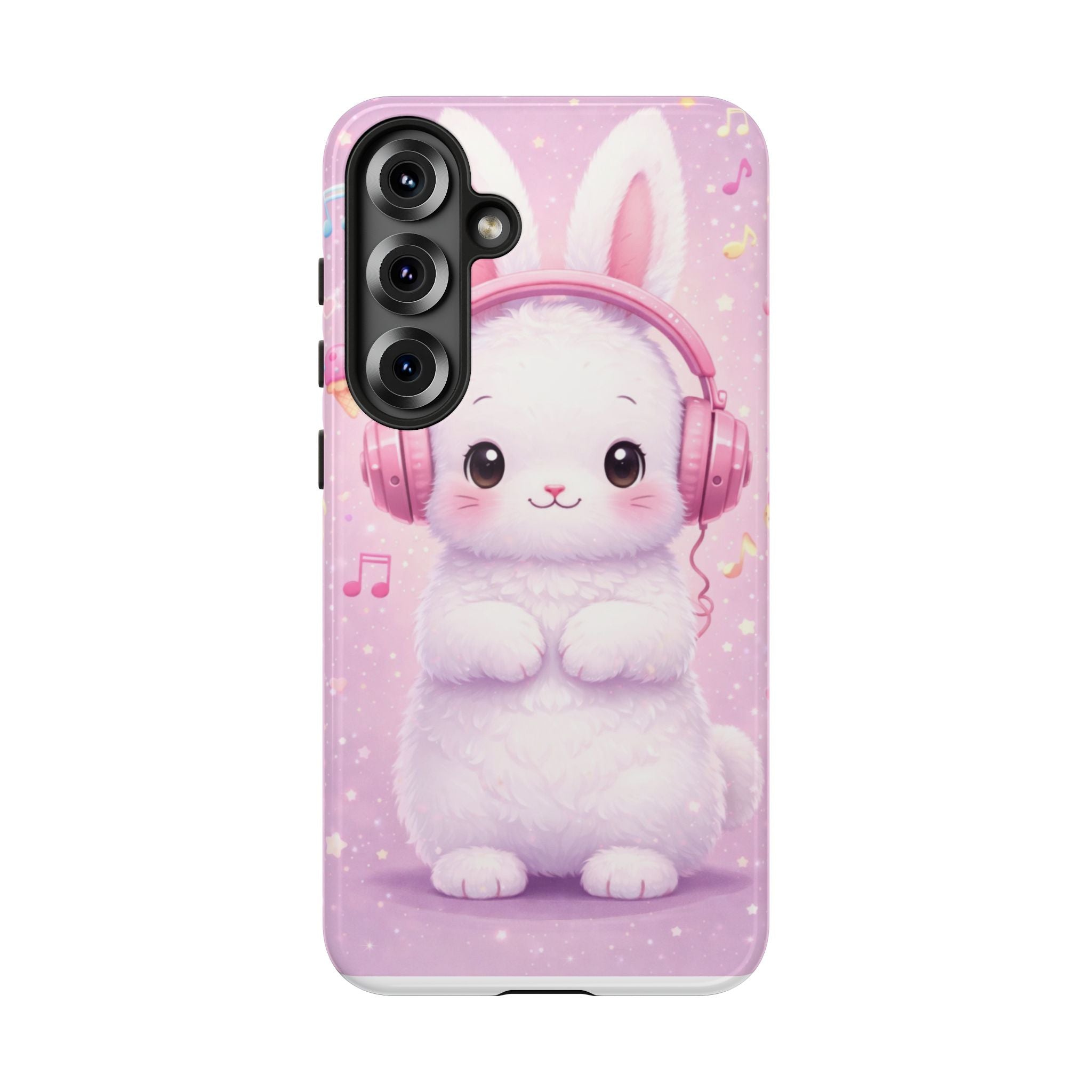 Pastel Bunny with Pink Headphones Phone Case | Dual-Layer Protective Case