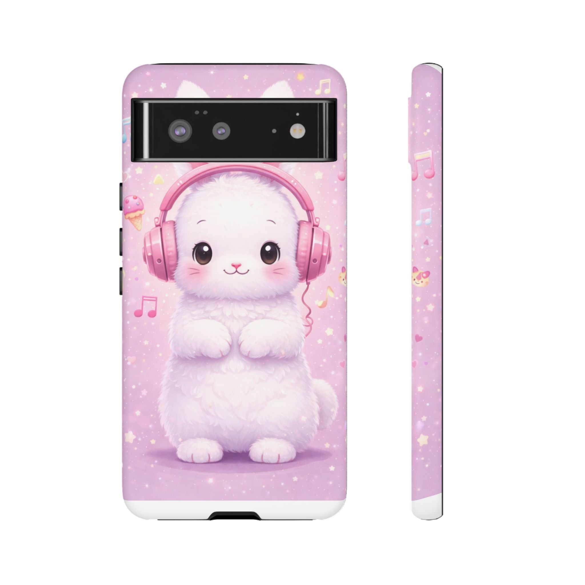 Pastel Bunny with Pink Headphones Phone Case | Dual-Layer Protective Case