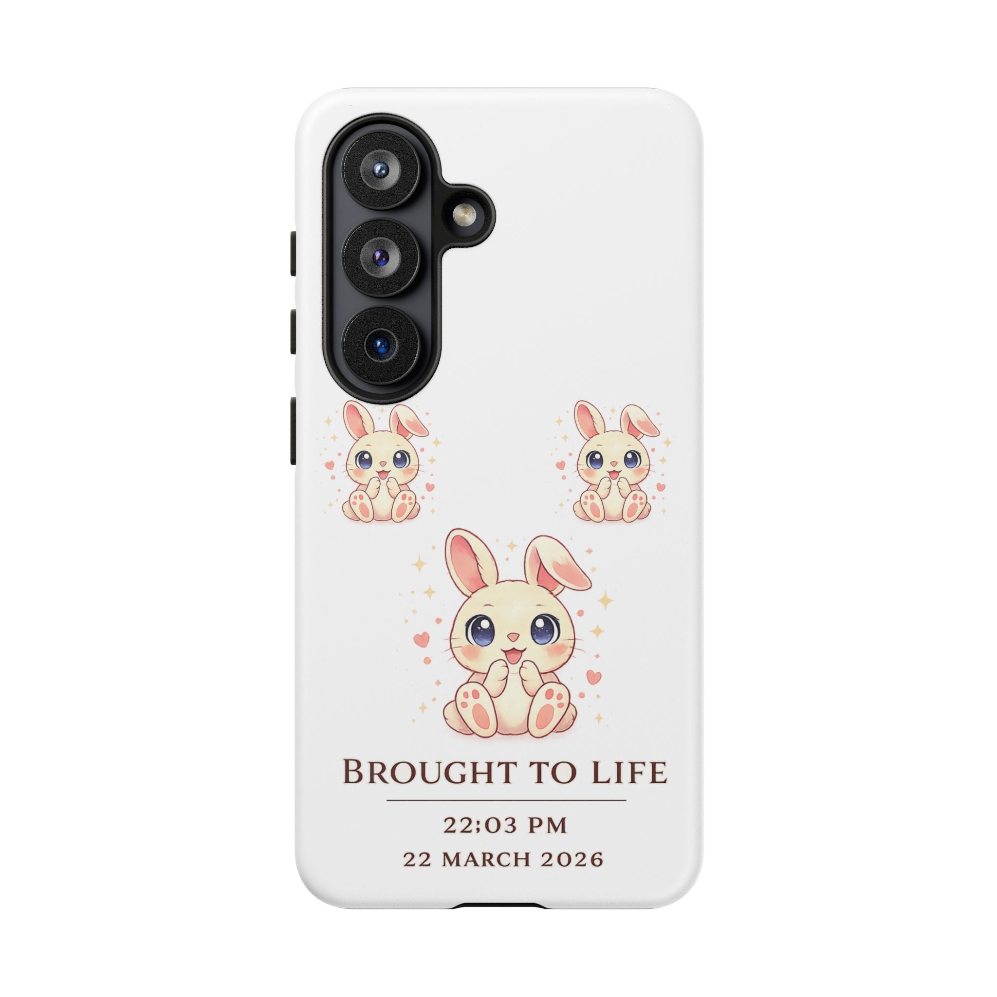Cute Bunny Nursery Birth Announcement Phone Case | Personalized Name, Date & Time