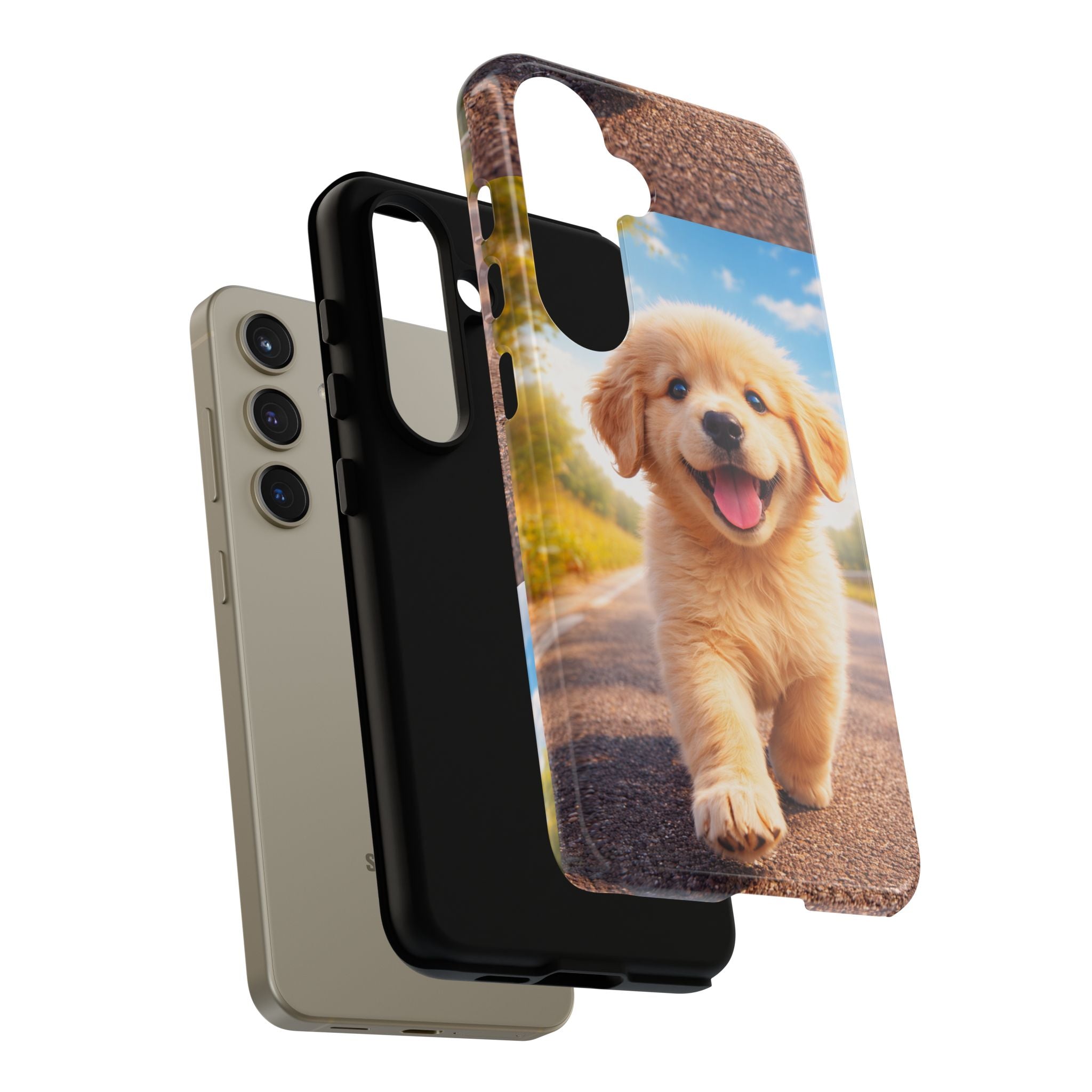 Golden Puppy Sunlit Phone Case — Full‑Wrap UV‑Protected Tough Case