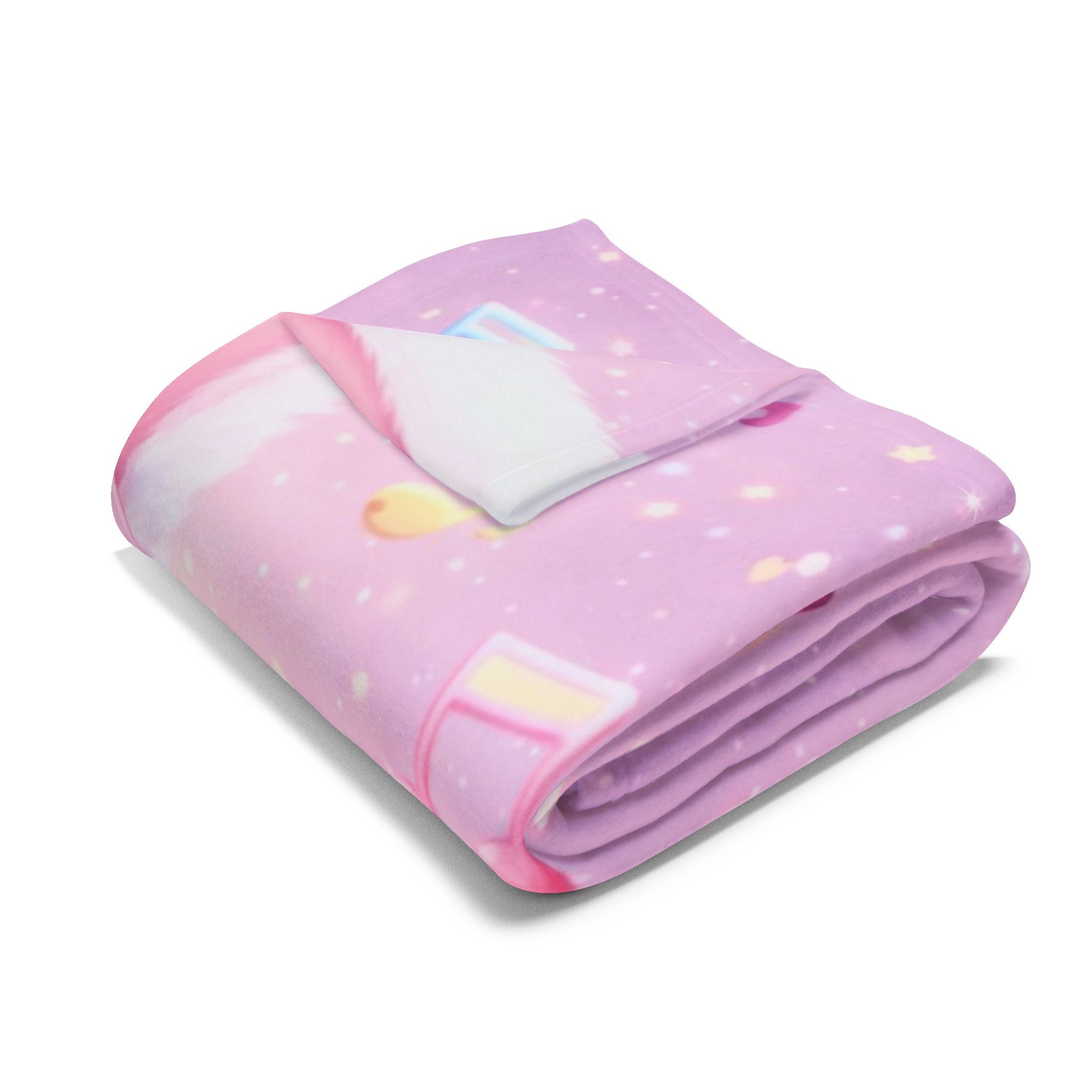 Kawaii Bunny with Pink Headphones Arctic Fleece Blanket | Pastel Sweets Cozy Throw