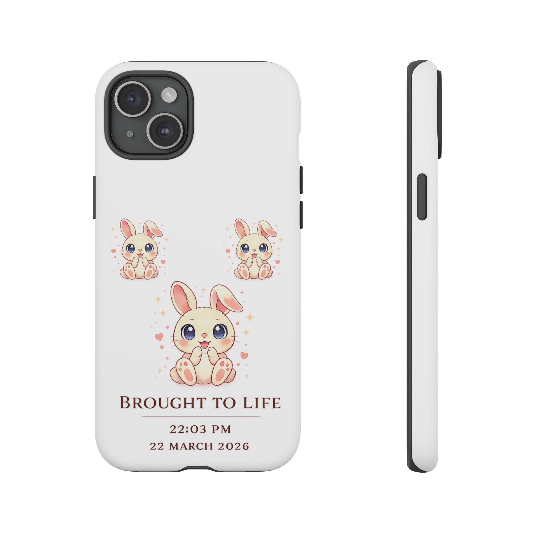 Cute Bunny Nursery Birth Announcement Phone Case | Personalized Name, Date & Time