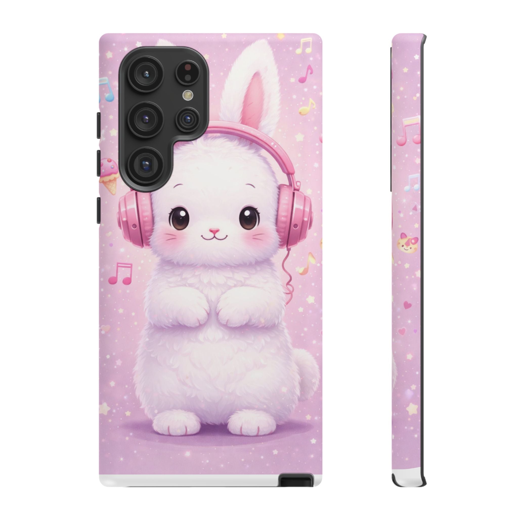 Pastel Bunny with Pink Headphones Phone Case | Dual-Layer Protective Case